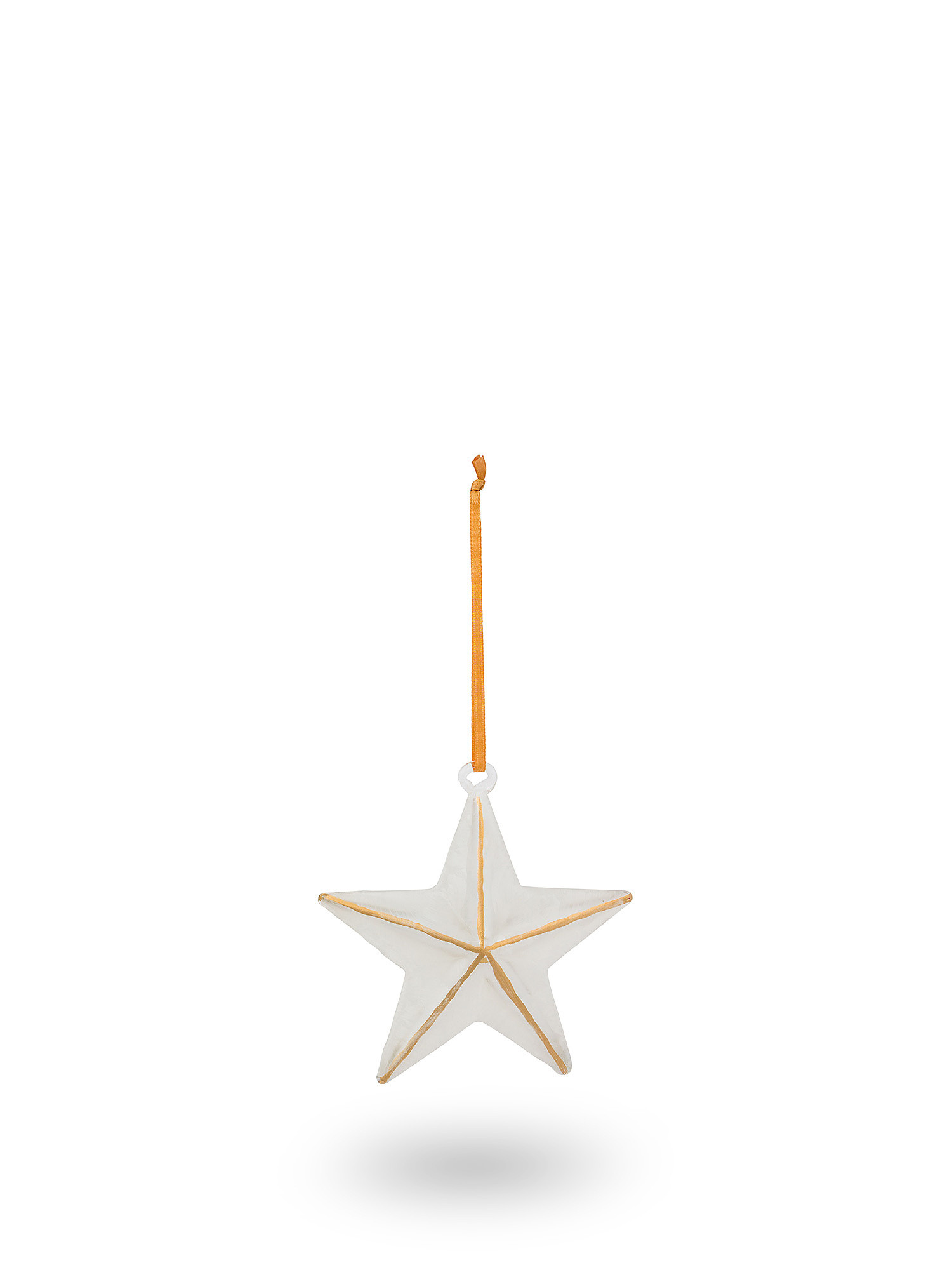 Hand-decorated glass star tree decoration, White, large image number 0