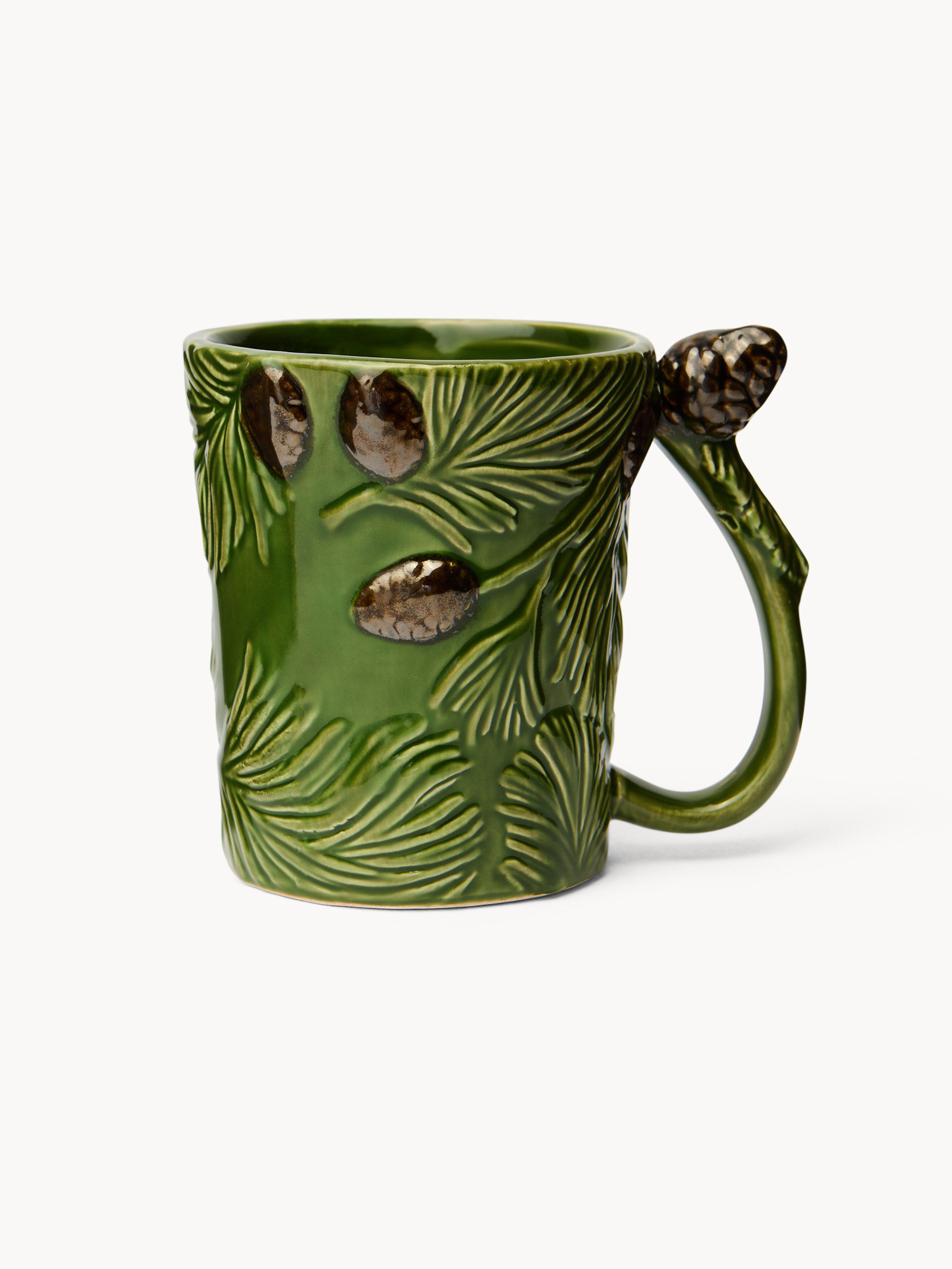 Ceramic mug with pine cone motif, Green, large image number 0