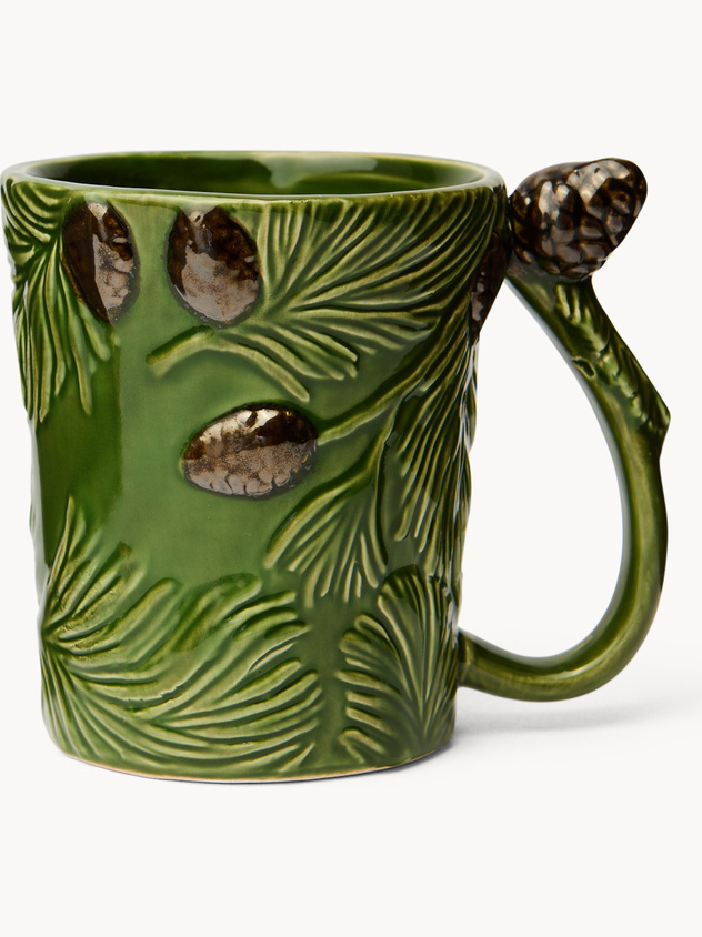Ceramic mug with pine cone motif