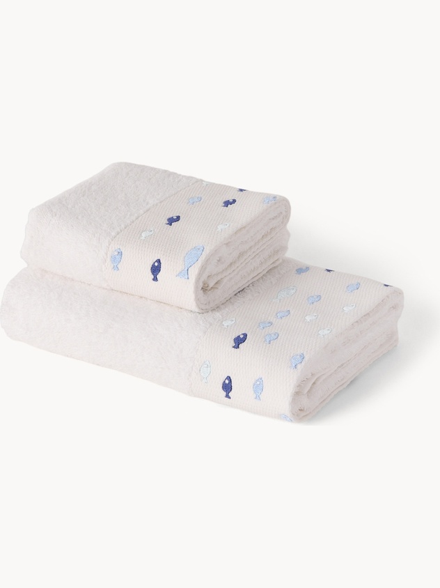 Asciugamano in spugna di cotone ricamo pesci