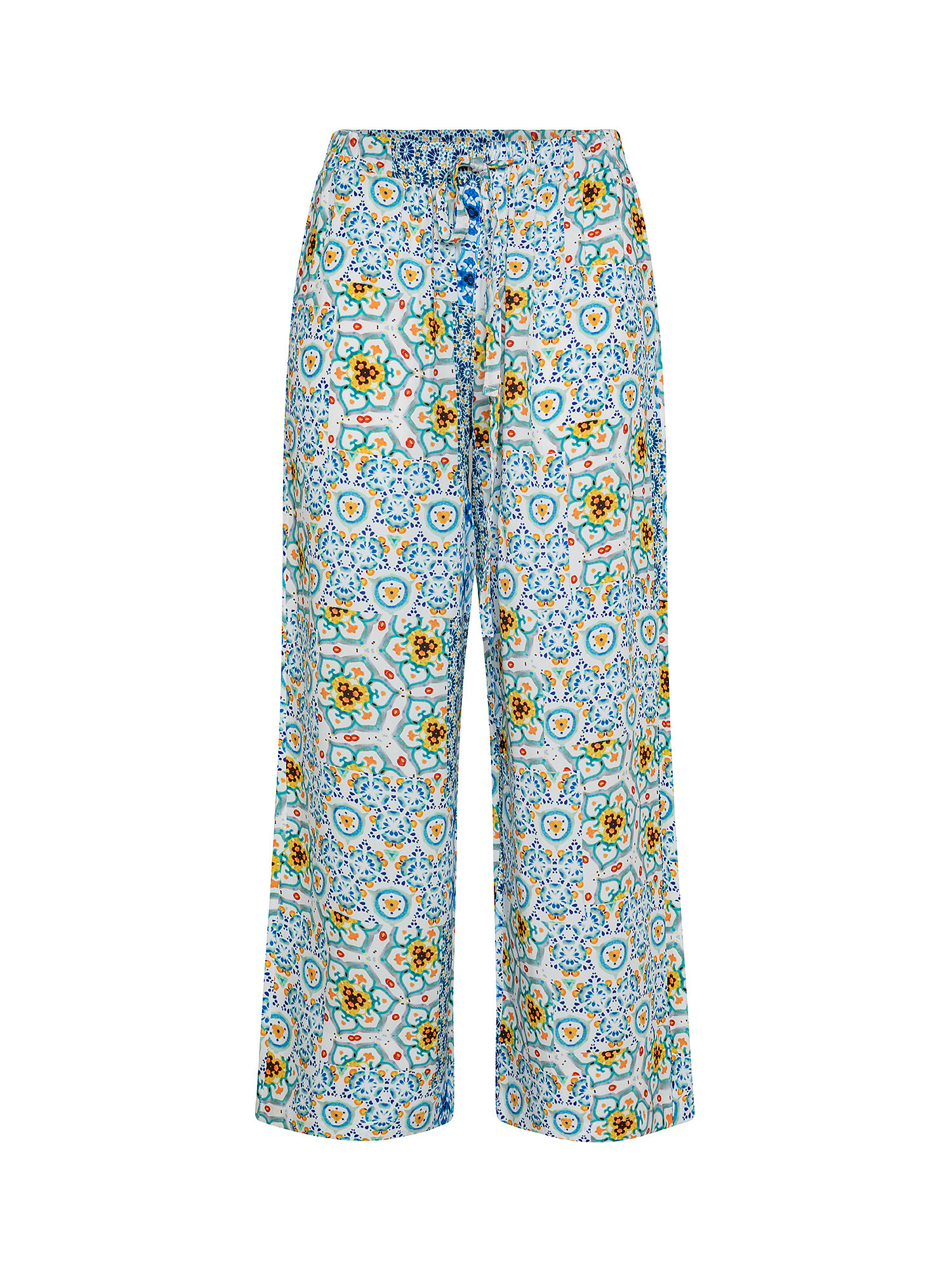 Pantalone ampio viscosa stampata, Multicolor, large image number 0