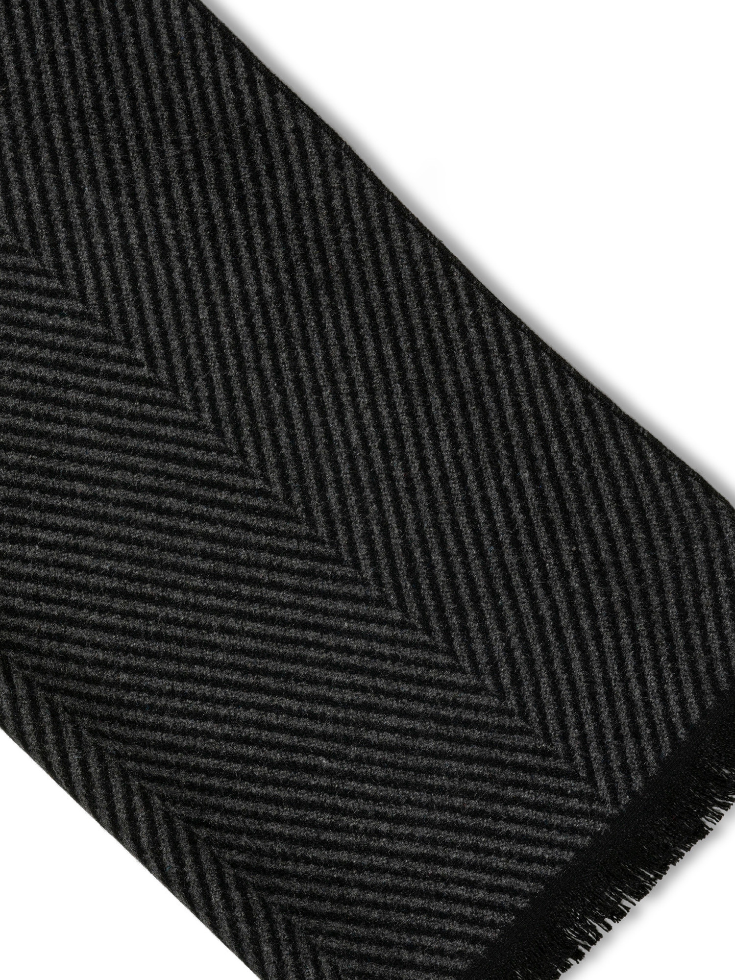 Luca D'Altieri - Scarf in herringbone fabric, Black, large image number 1