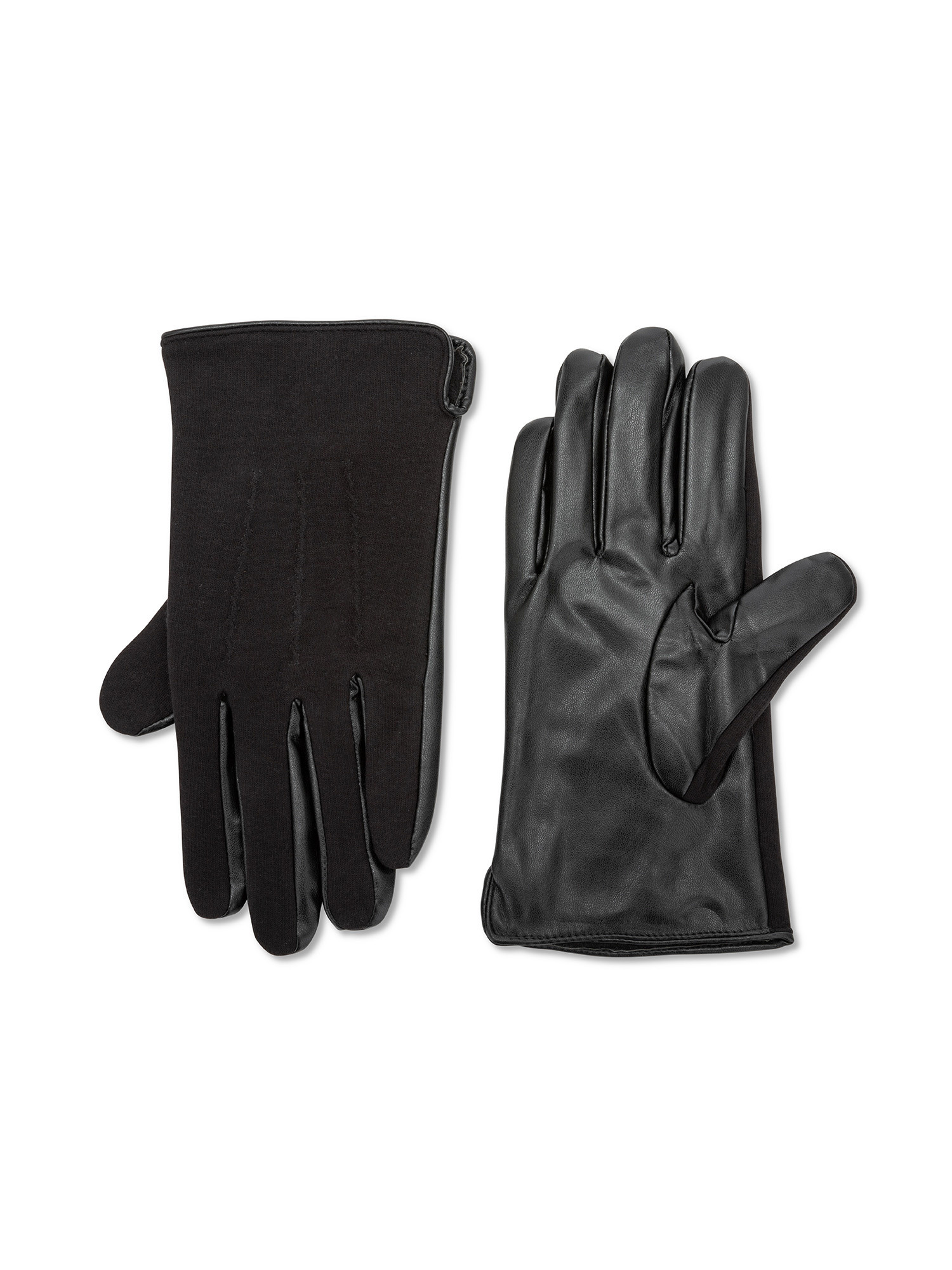 Luca D'Altieri - Gloves in jersey and eco-leather, Black, large image number 0