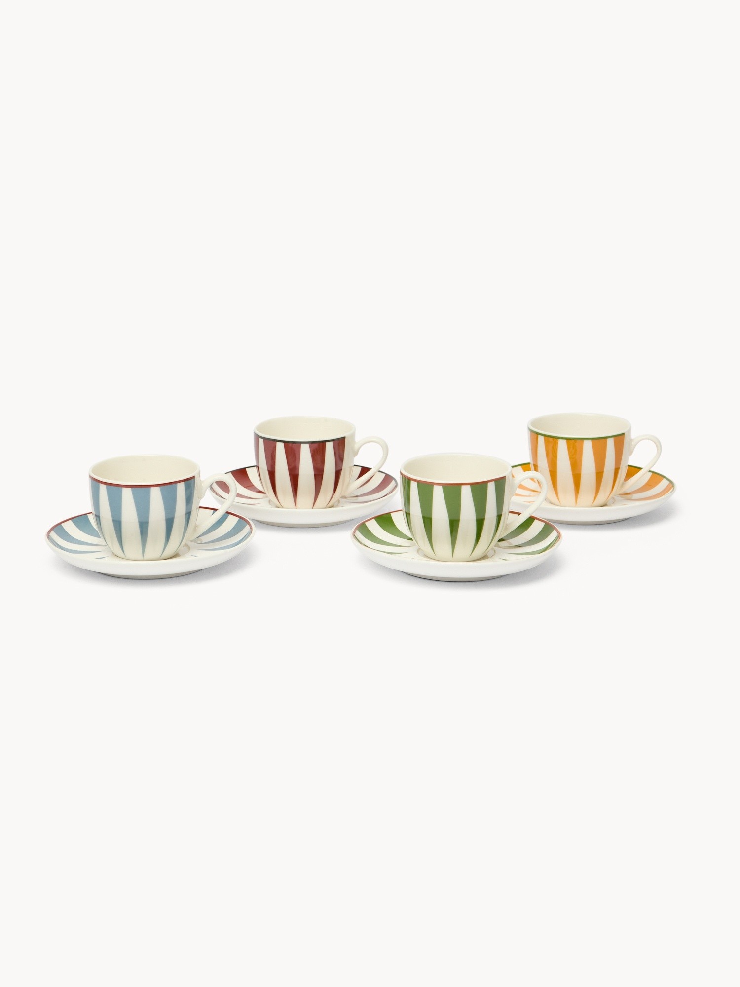Set 4 tazze caffè in new bone china a righe, Multicolor, large image number 1