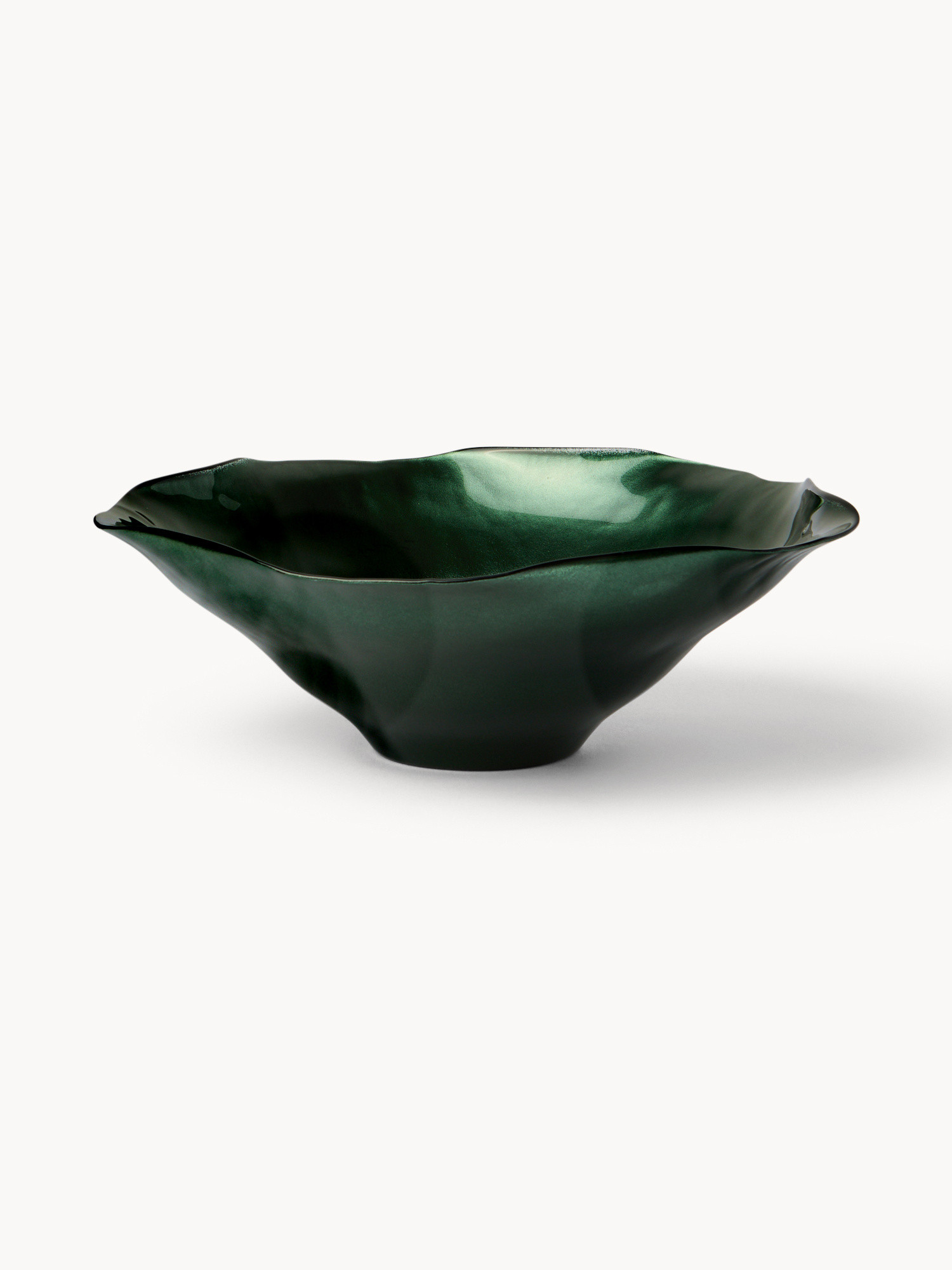 Wavy sprayed glass bowl, Green, large image number 0