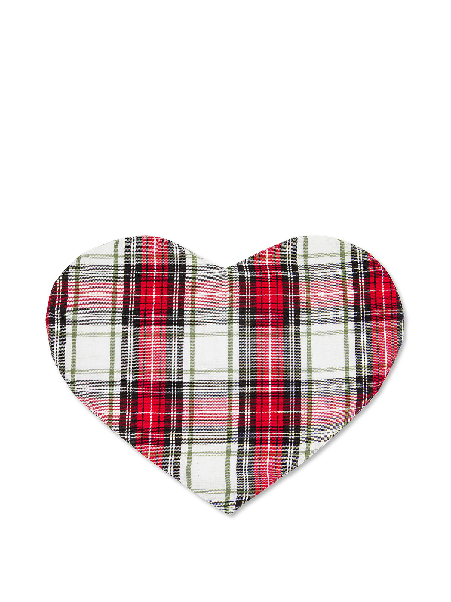 Heart tartan cotton twill placemat, White, large image number 0