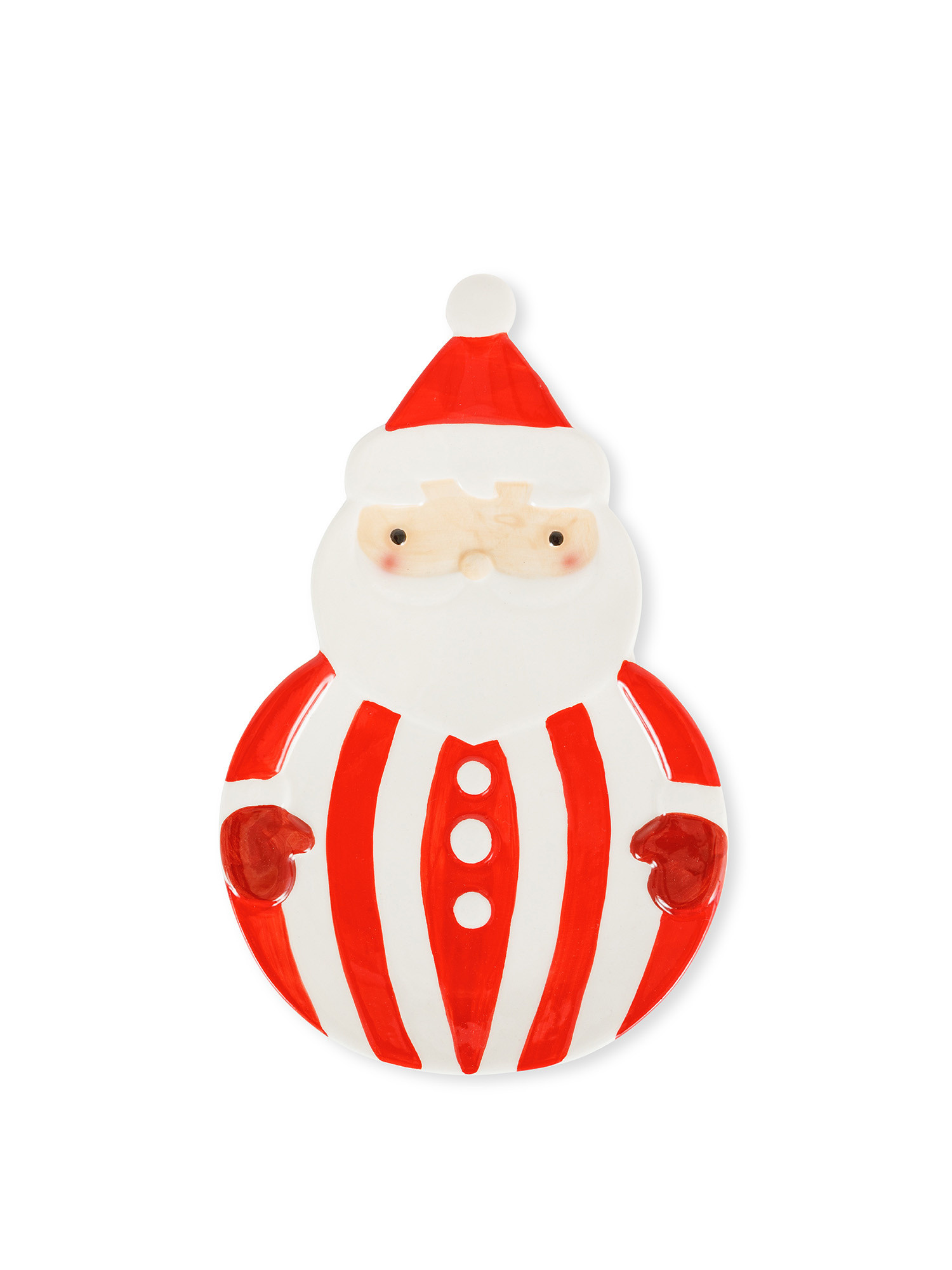 Piatto da portata ceramica motivo babbo Natale, Bianco, large image number 0