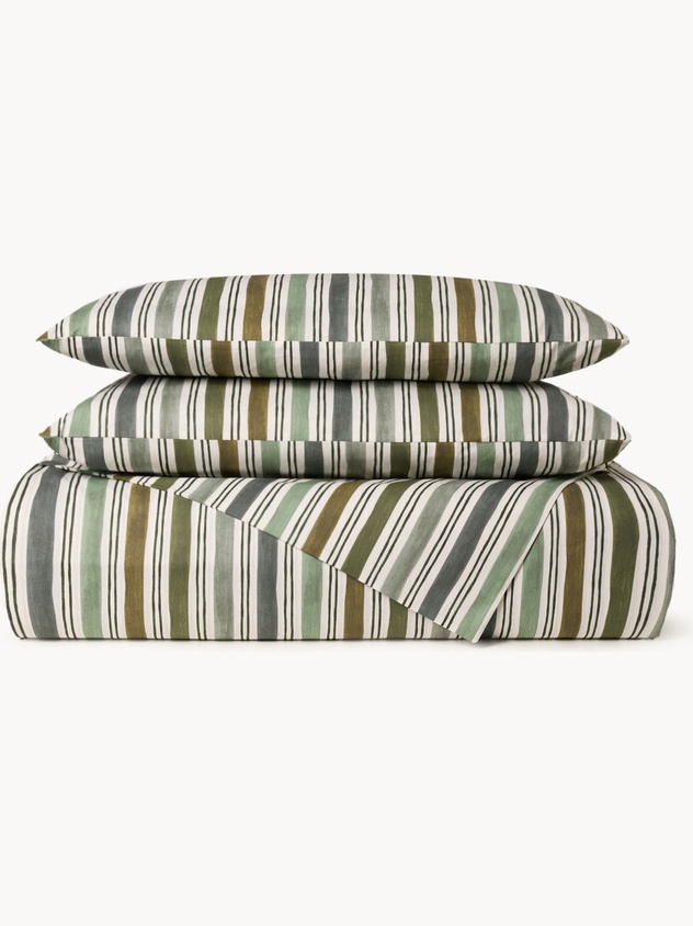 Striped cotton percale flat sheet