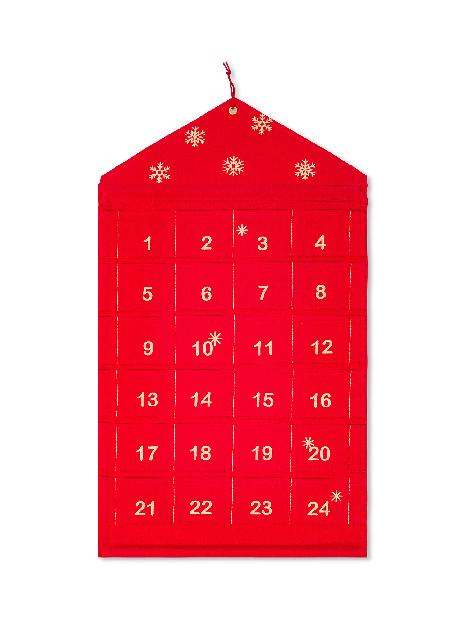 Calendario dell'avvento in tessuto, Rosso, large image number 0