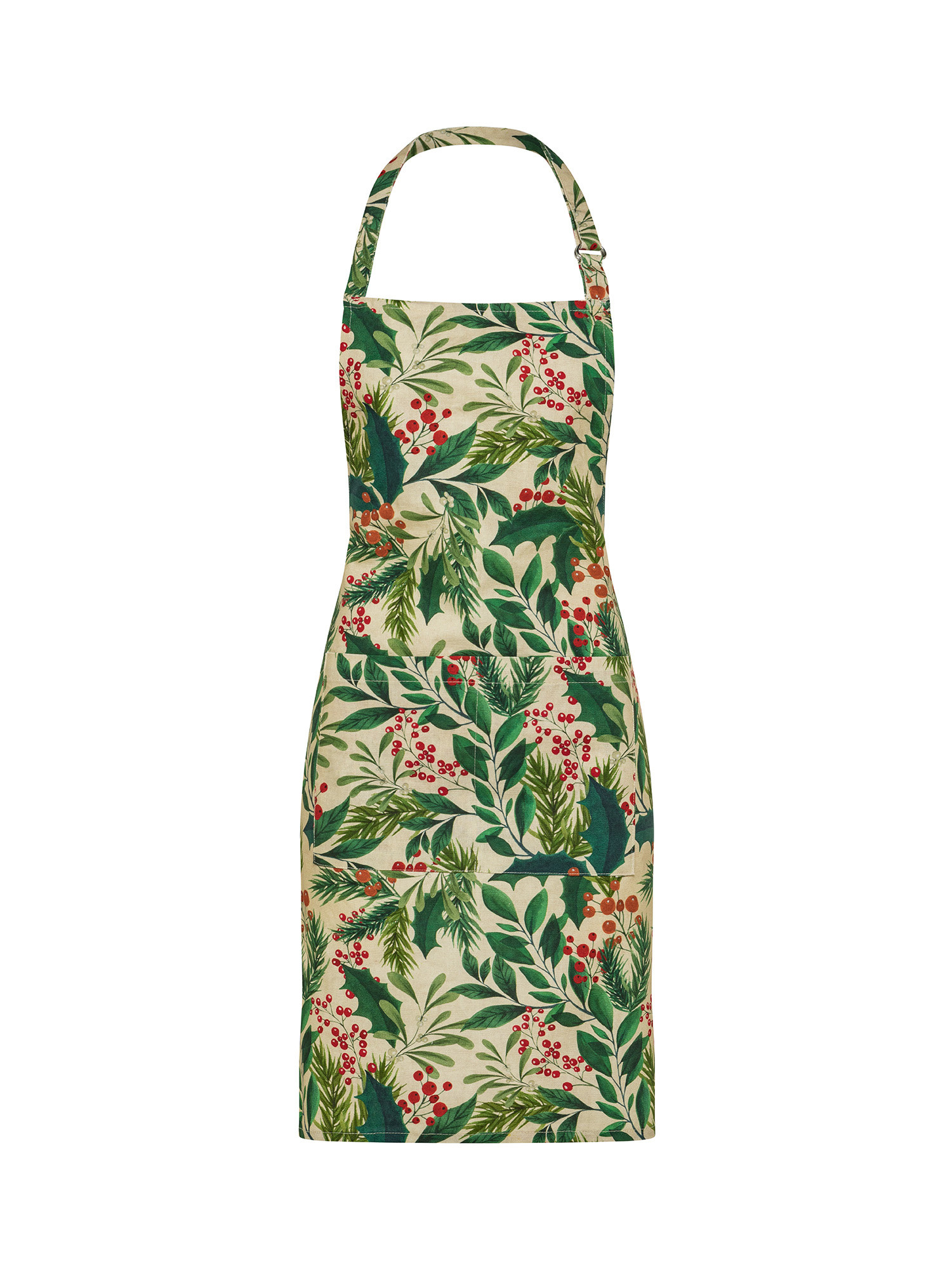 Cotton panama chair apron with berries print, Beige, large image number 0