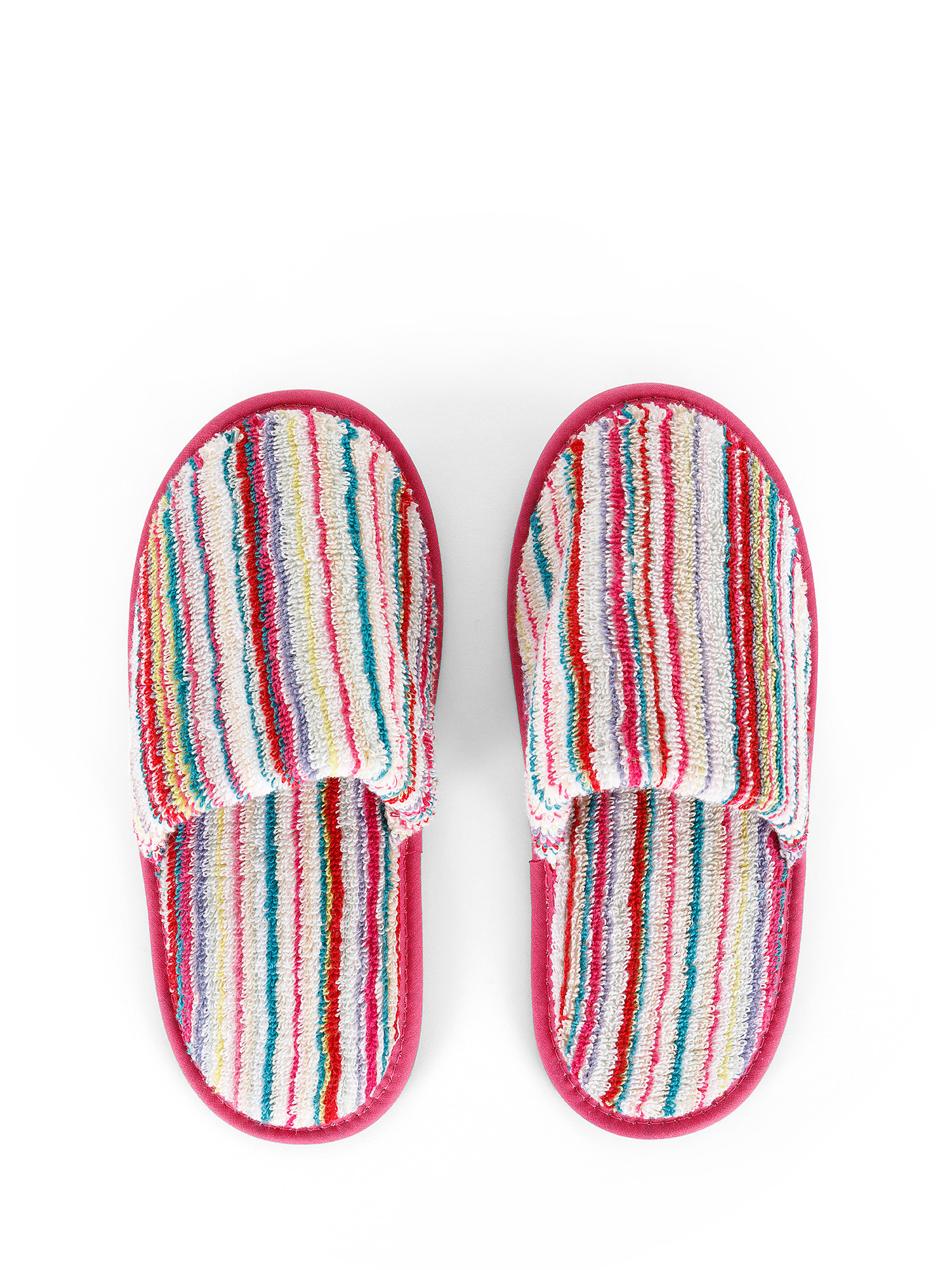 Striped cotton terry slippers, Pink, large image number 0
