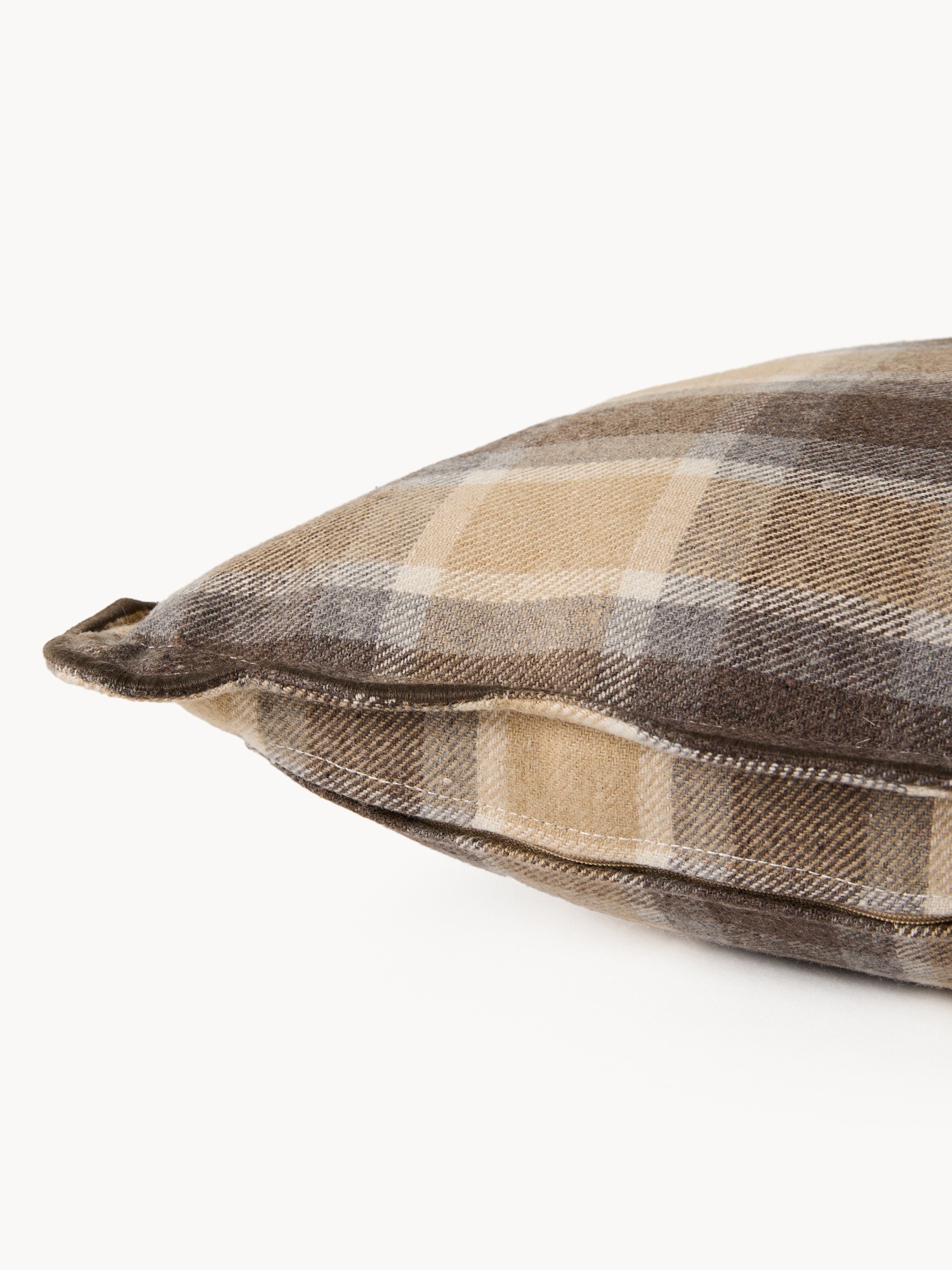 Wool-blend twill cushion with check pattern 50x50cm, Sage Green, large image number 2