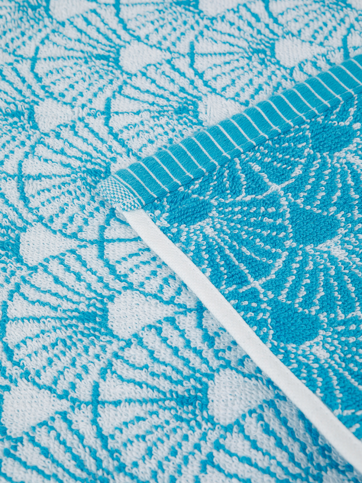 Asciugamano spugna di cotone motivo ventagli, Azzurro, large image number 2