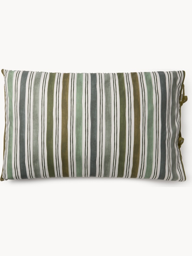 Striped cotton percale pillowcase