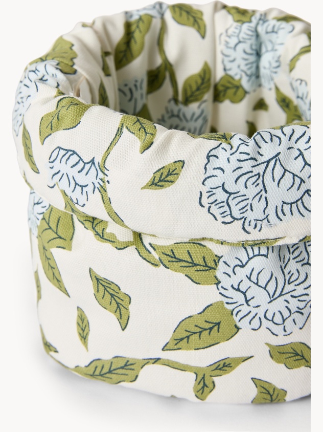 Cestino da cucina in panama di cotone con stampa floreale