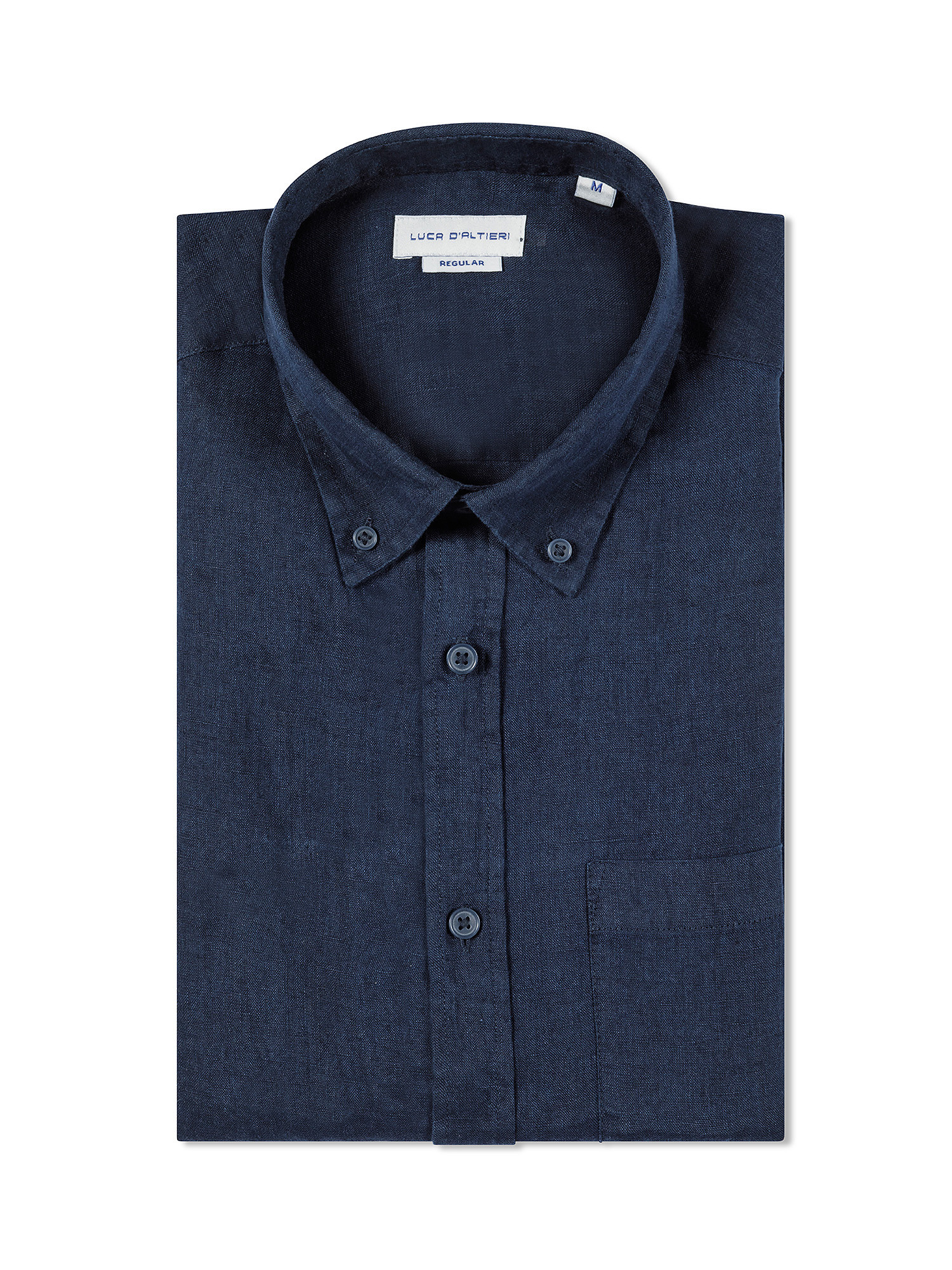 Luca D'Altieri - Camicia regular fit in puro lino, Blu, large image number 2