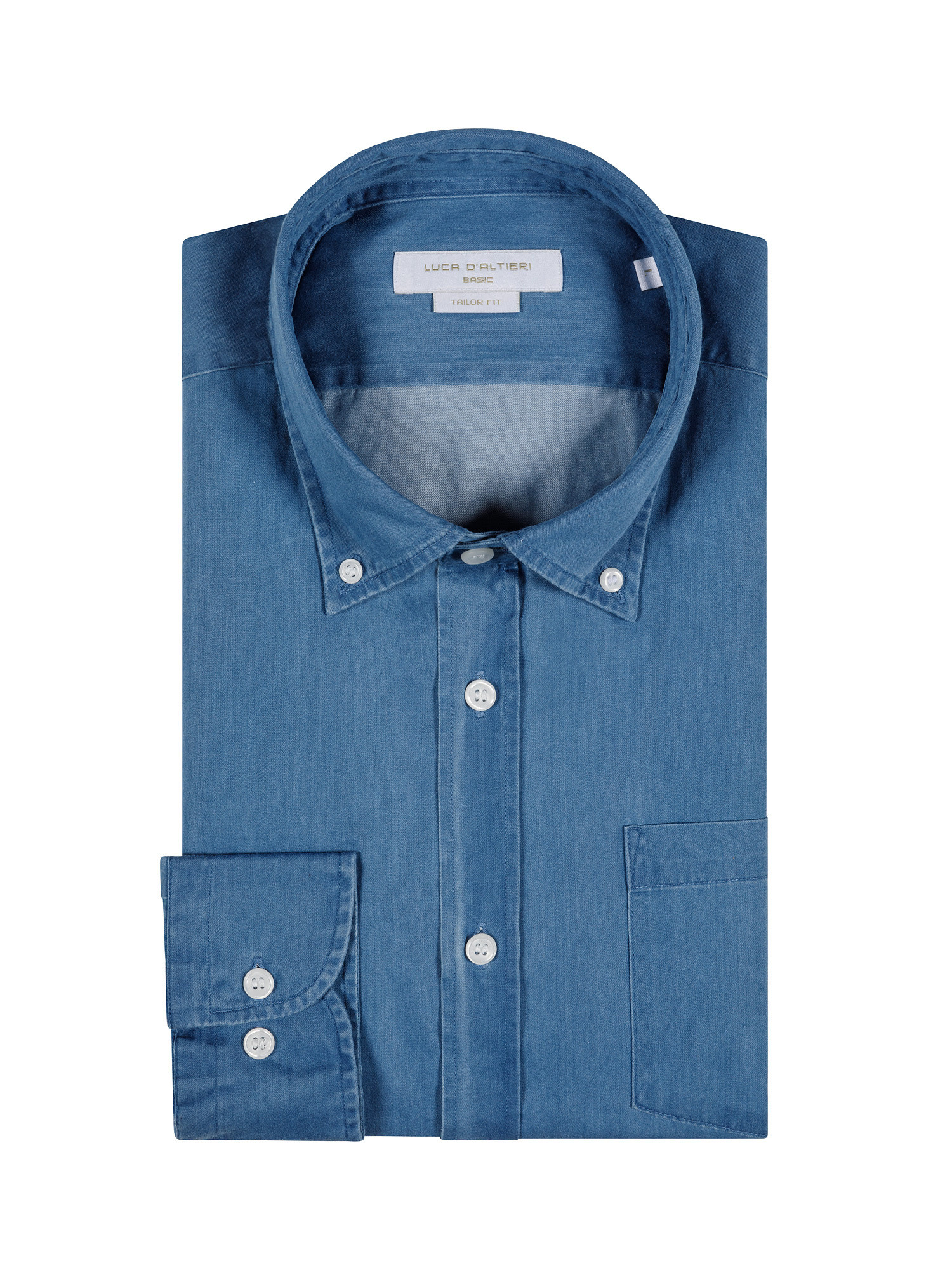 Camicia tailor fit in denim, Azzurro scuro, large image number 2