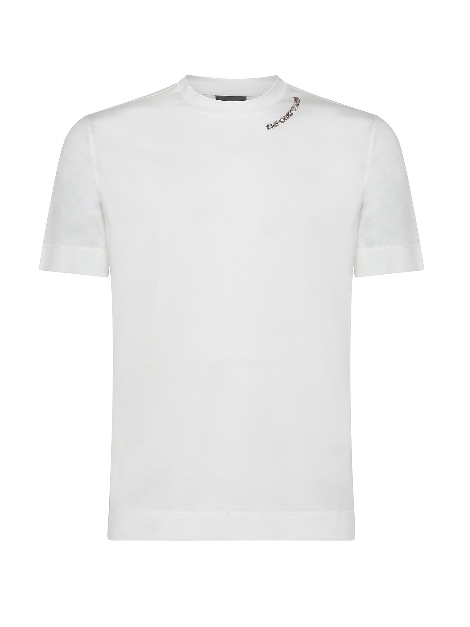 Emporio Armani - T-shirt con logo ricamato, Bianco, large image number 0