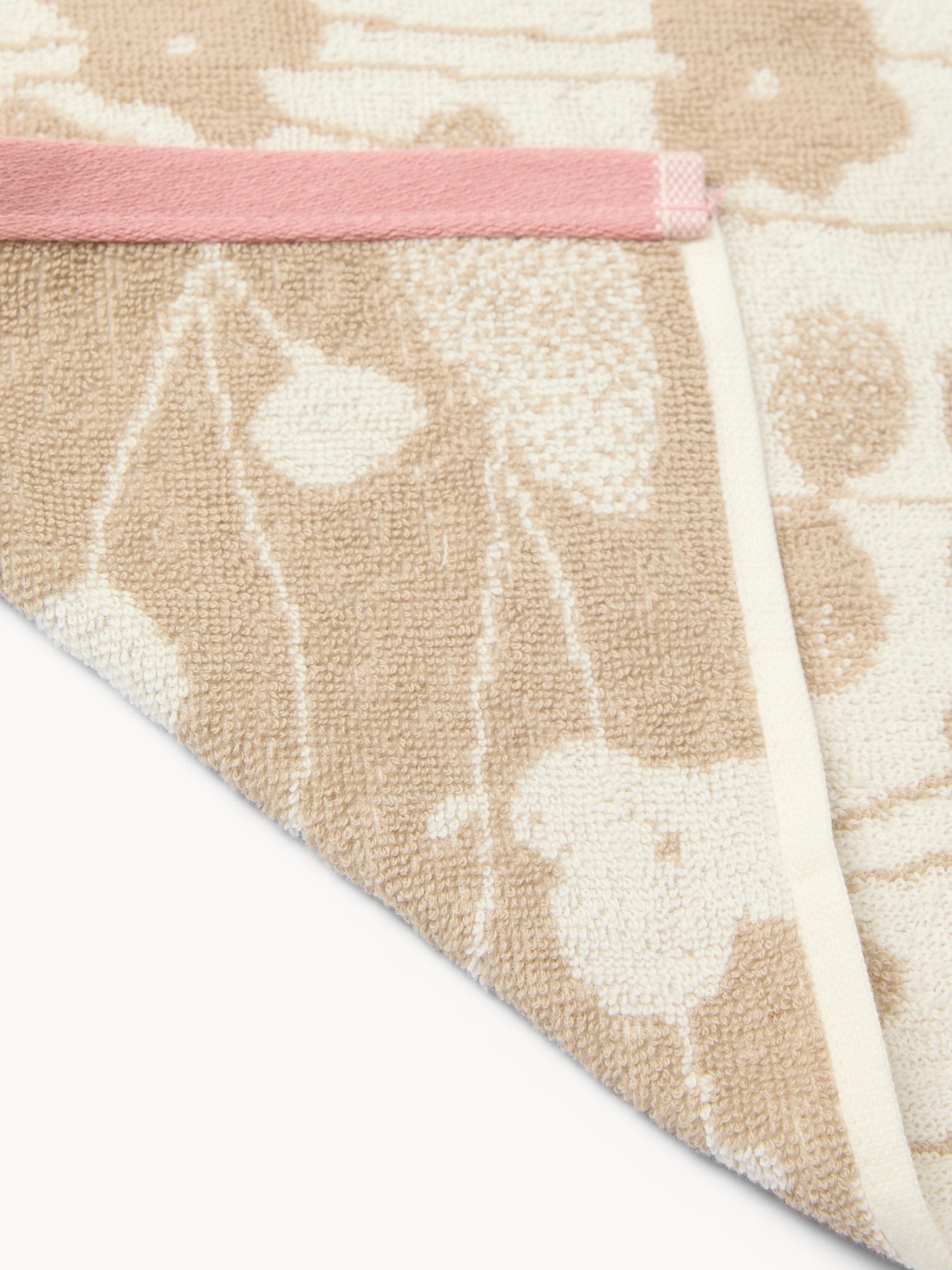 Cotton terry towel with floral theme - Discounted price, Beige, large image number 2