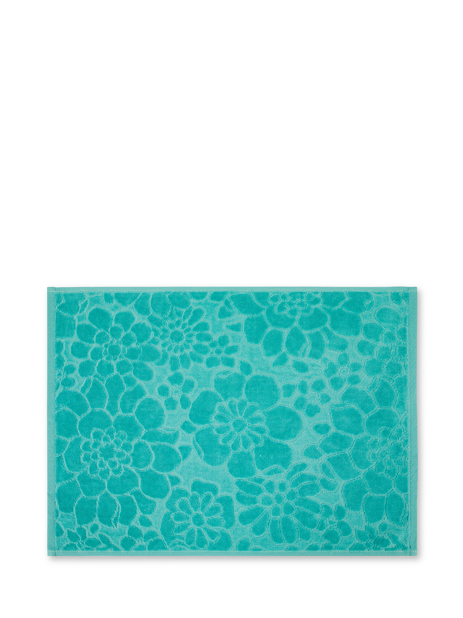Asciugamano cotone velour motivo floreale a rilievo, Verde acqua, large image number 1