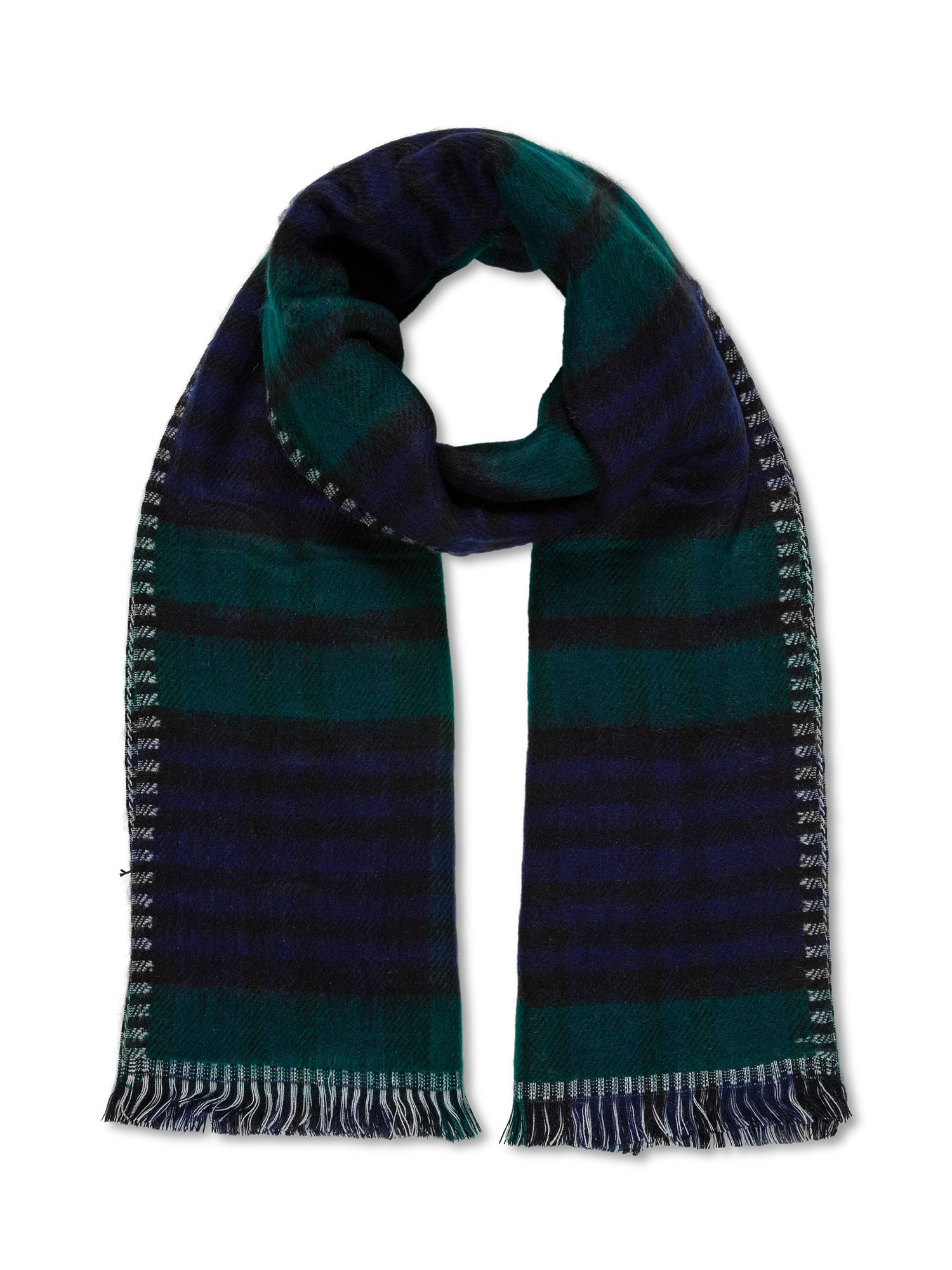 Checked scarf, Green, large image number 0
