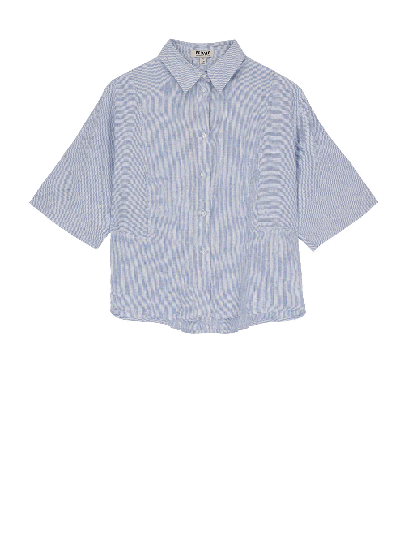 Camicia in lino a maniche corte, Azzurro, large image number 0