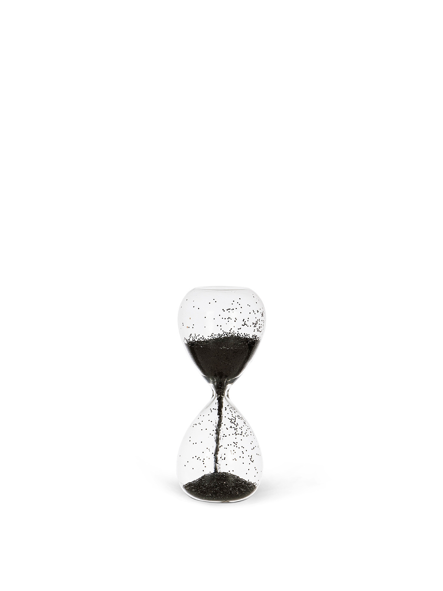 Glass hourglass with sand, Black, large image number 0