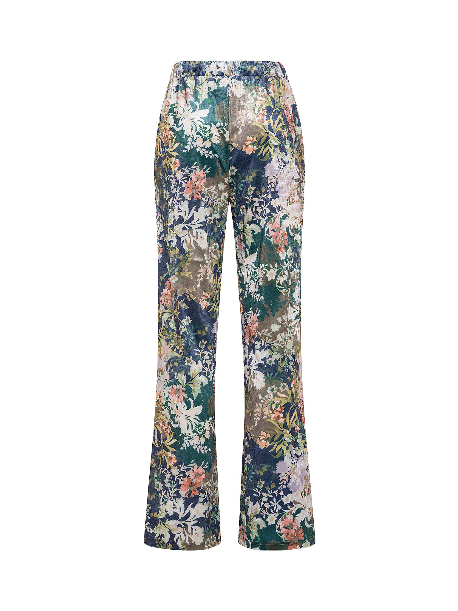 Pantalone in velour con stampa floreale, Multicolor, large