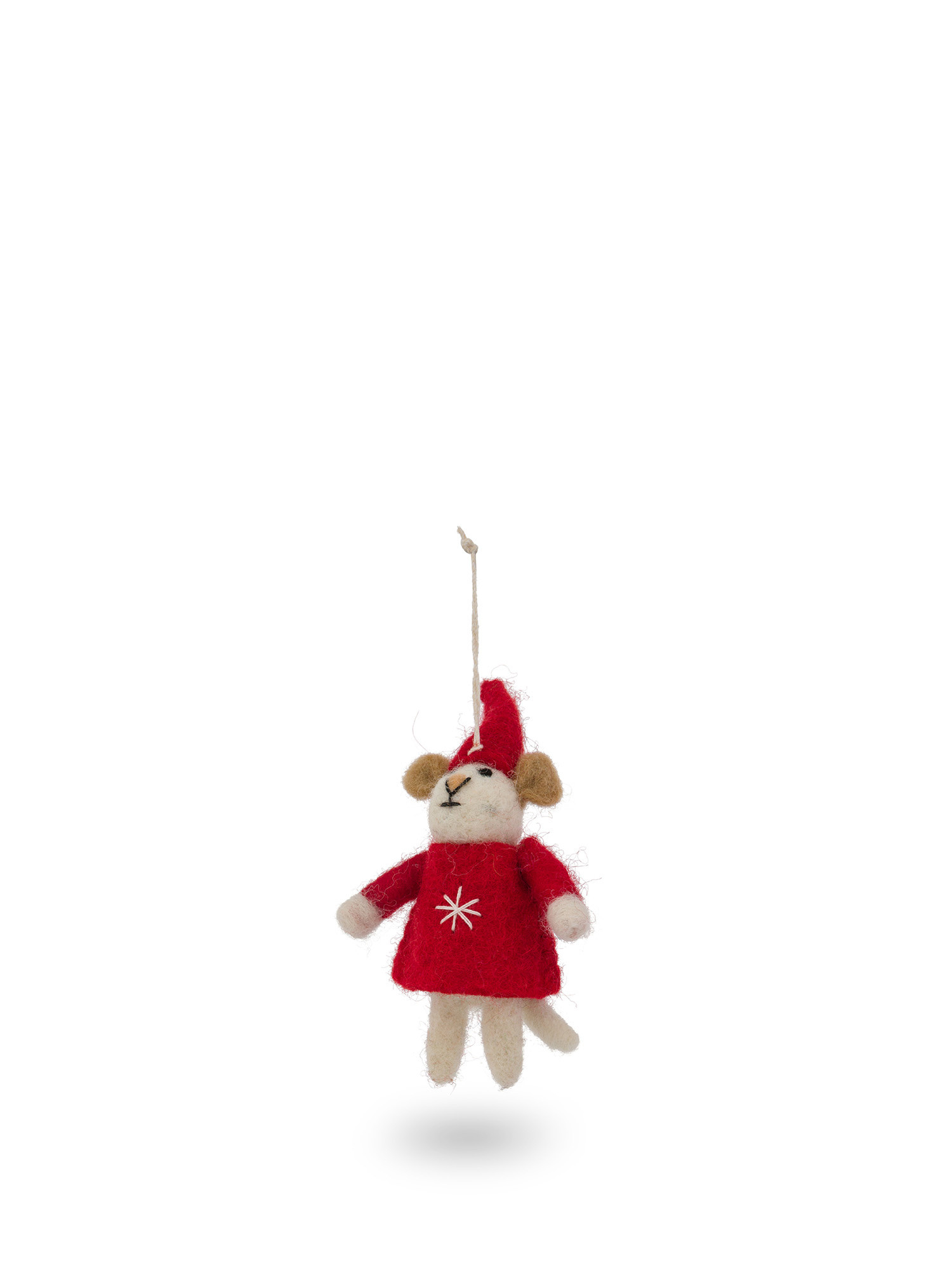 Hand-decorated felt tree decoration, Red, large image number 0