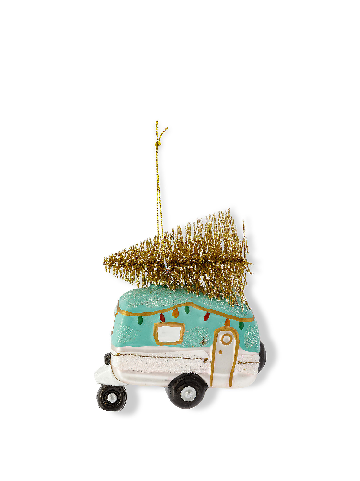 Caravan tree decoration with hand-decorated glass tree, Gold, large image number 0