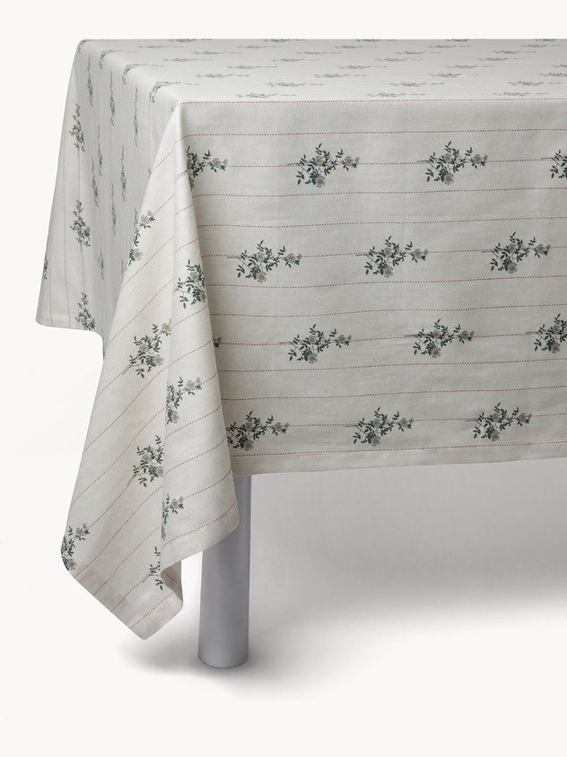 Tovaglia panama di cotone stampa bouquet