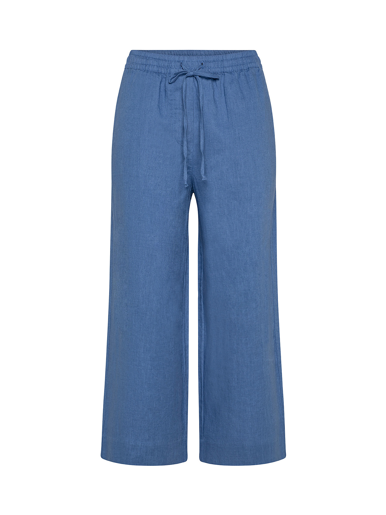 Pantalone a gamba ampia in lino, Blu, large image number 0