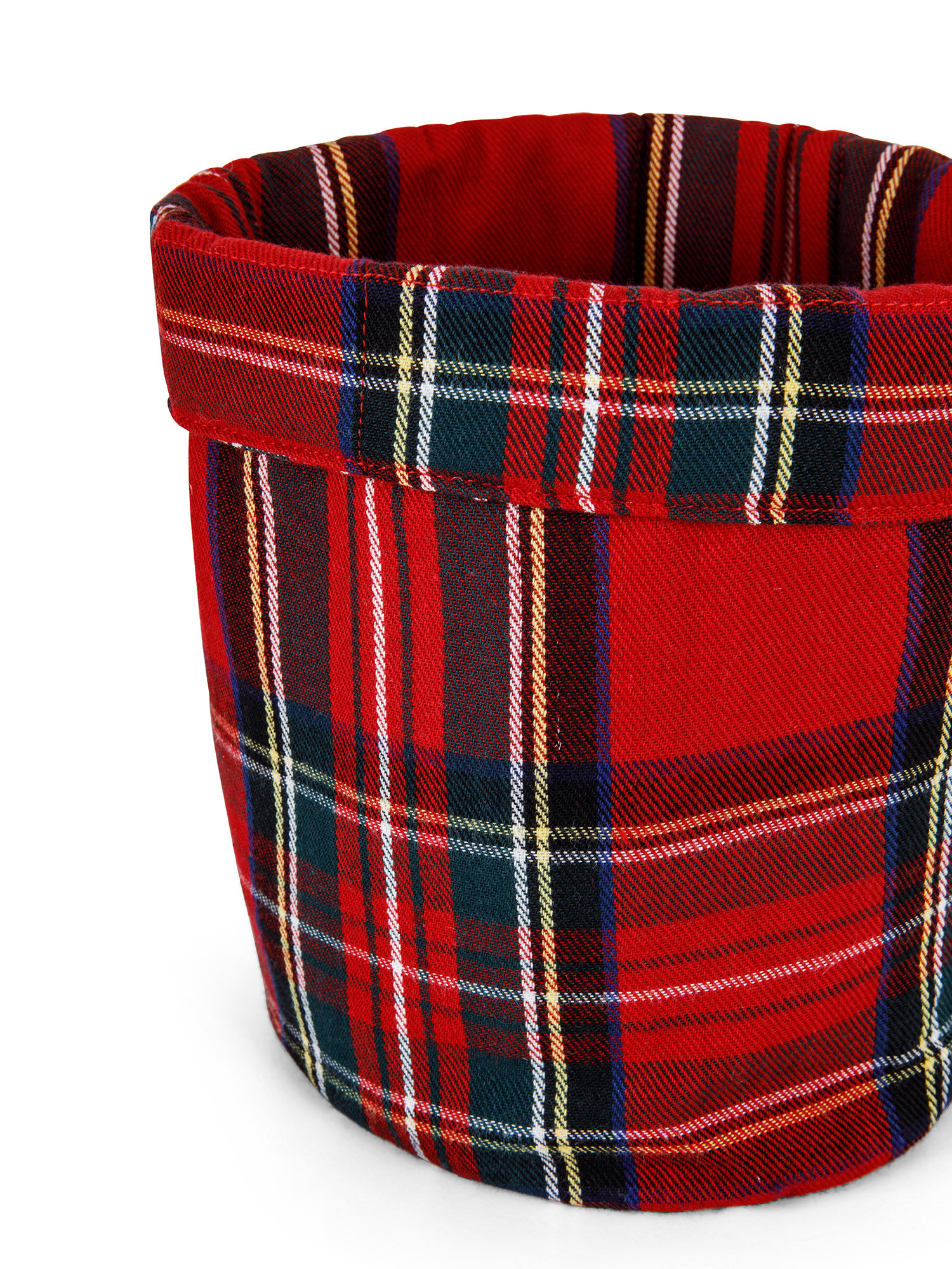 Tartan cotton twill basket, Red, large image number 1
