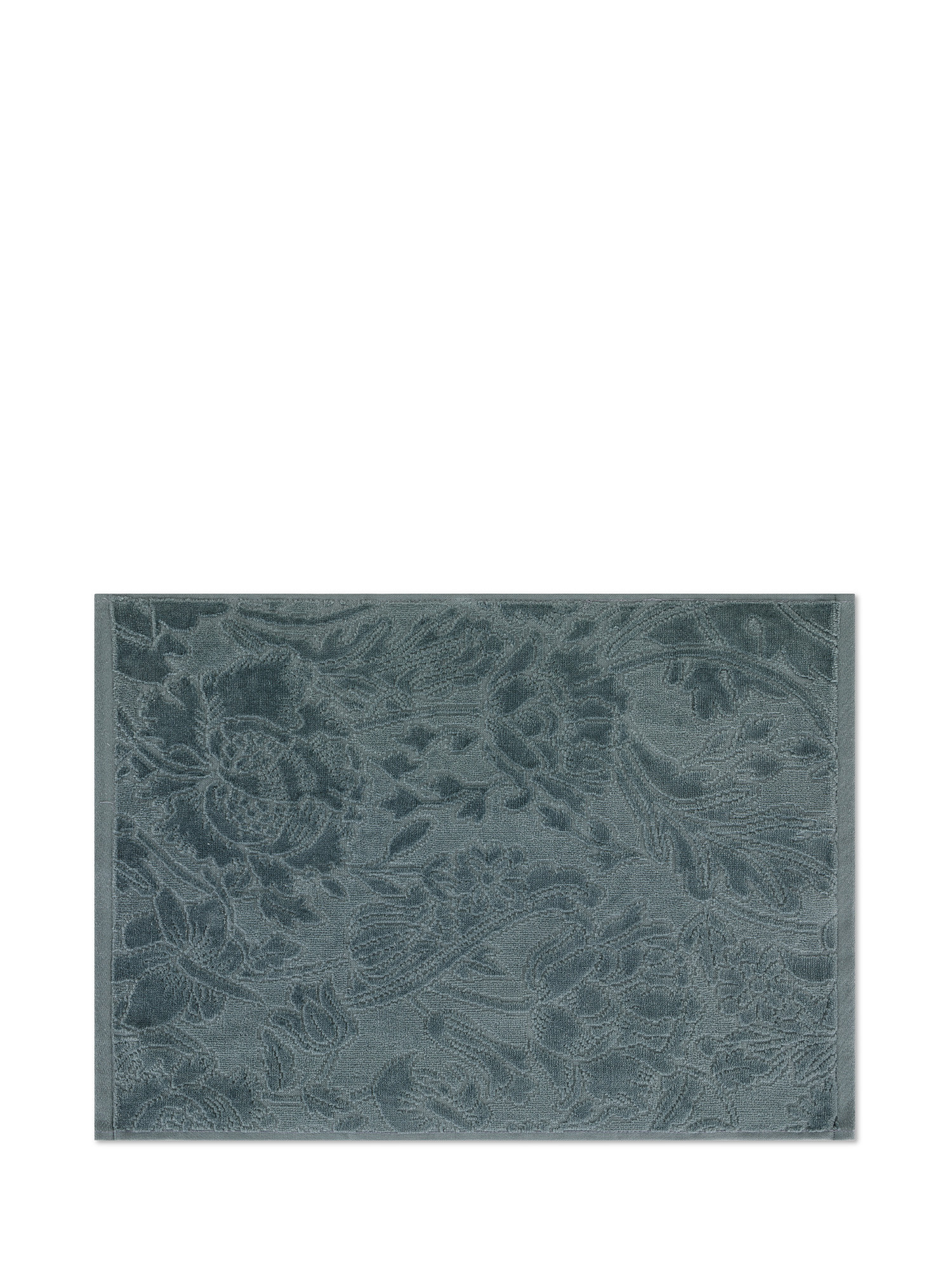 Asciugamano in velour di puro cotone tinta unita con lavorazione fiori, Grigio, large image number 1