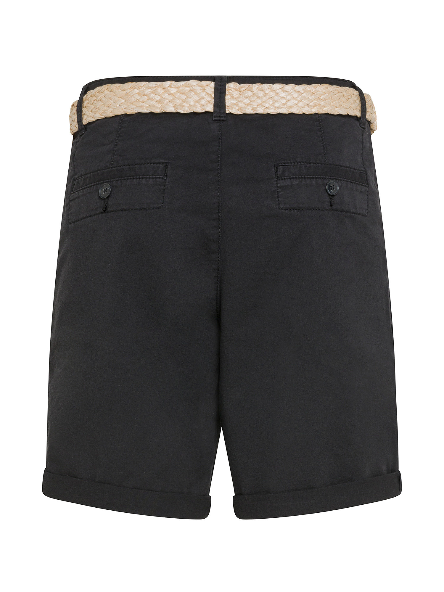 Esprit - Shorts con cintura intrecciata in rafia, Nero, large image number 1