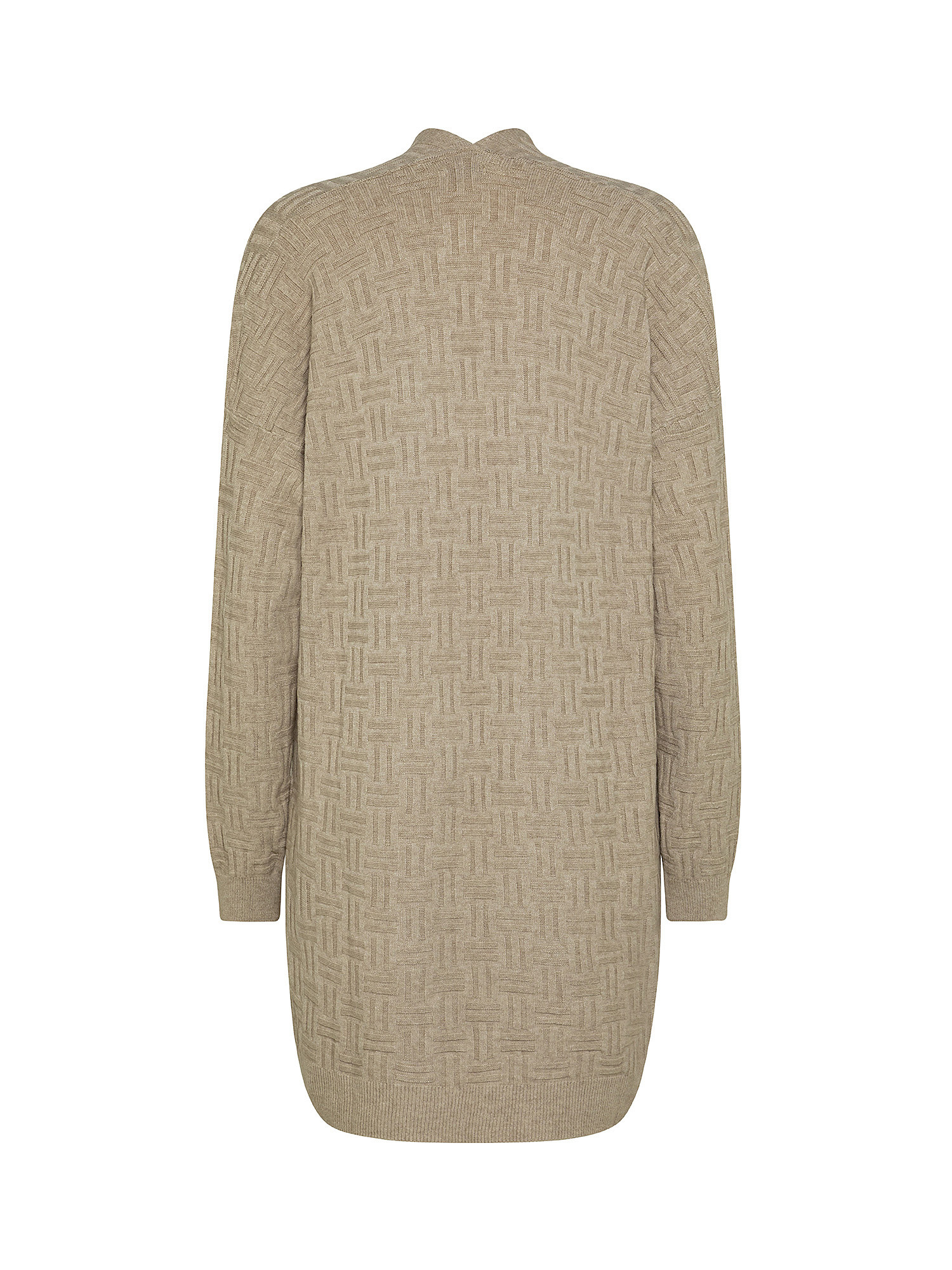 Knitted cardigan with weave, Beige, large image number 1