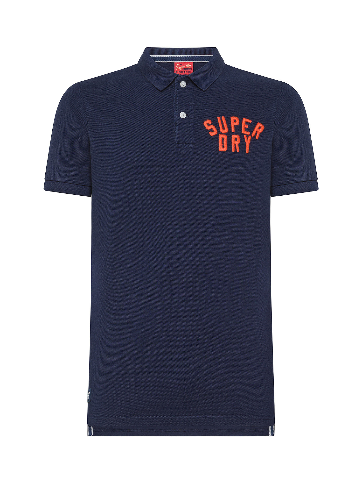 Superdry - Cotton piqué polo shirt with logo, Blue, large image number 0