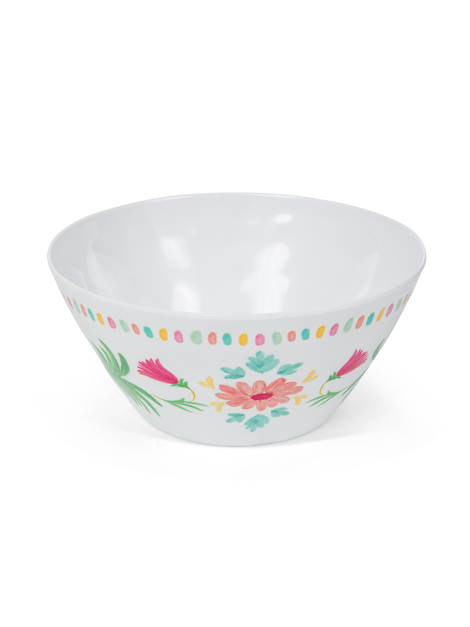 Melamine bowl with flower motif, White, large image number 1
