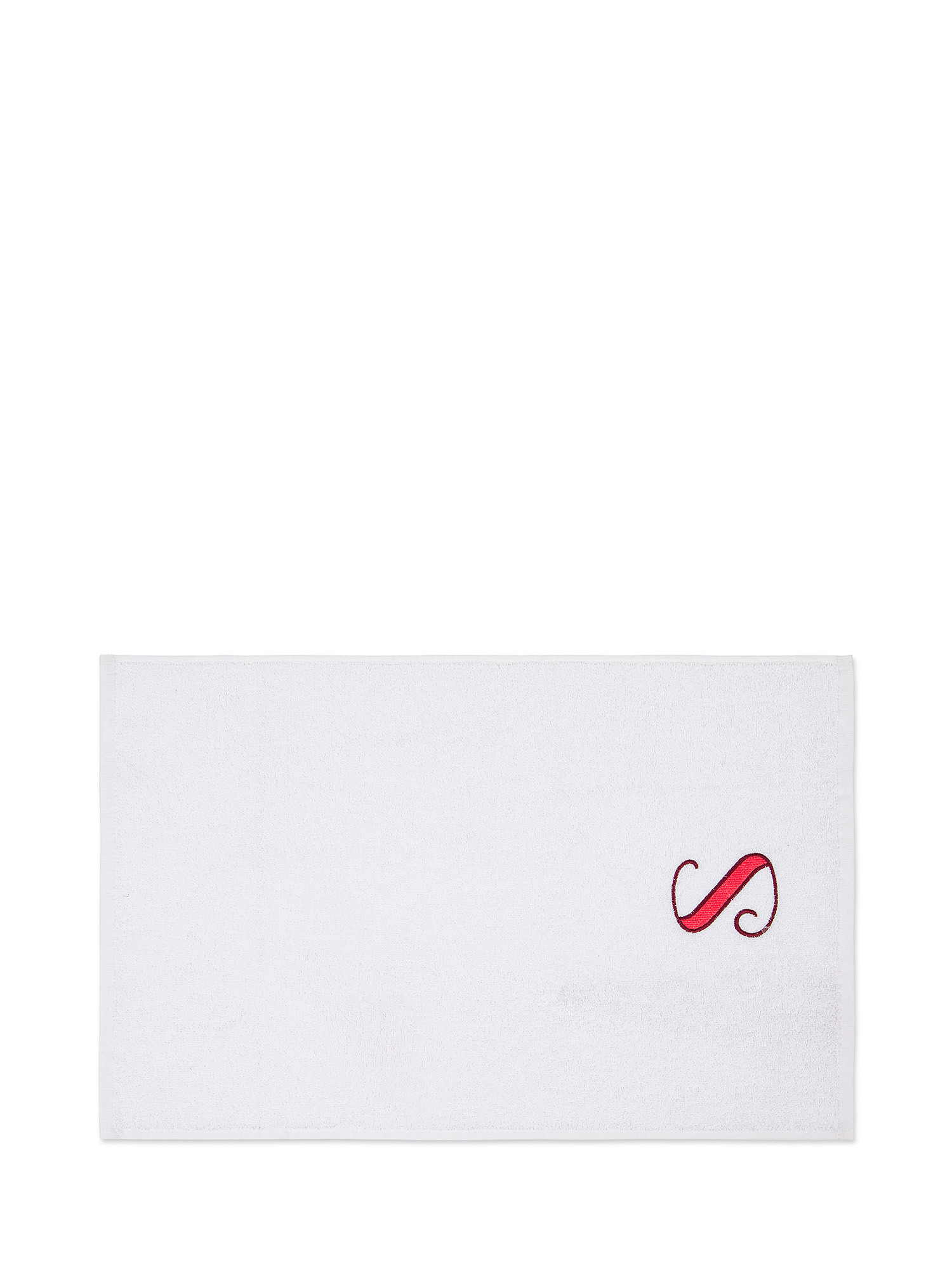 Set asciugamano in spugna ospite e viso con monogramma lettera, Rosso, large image number 1