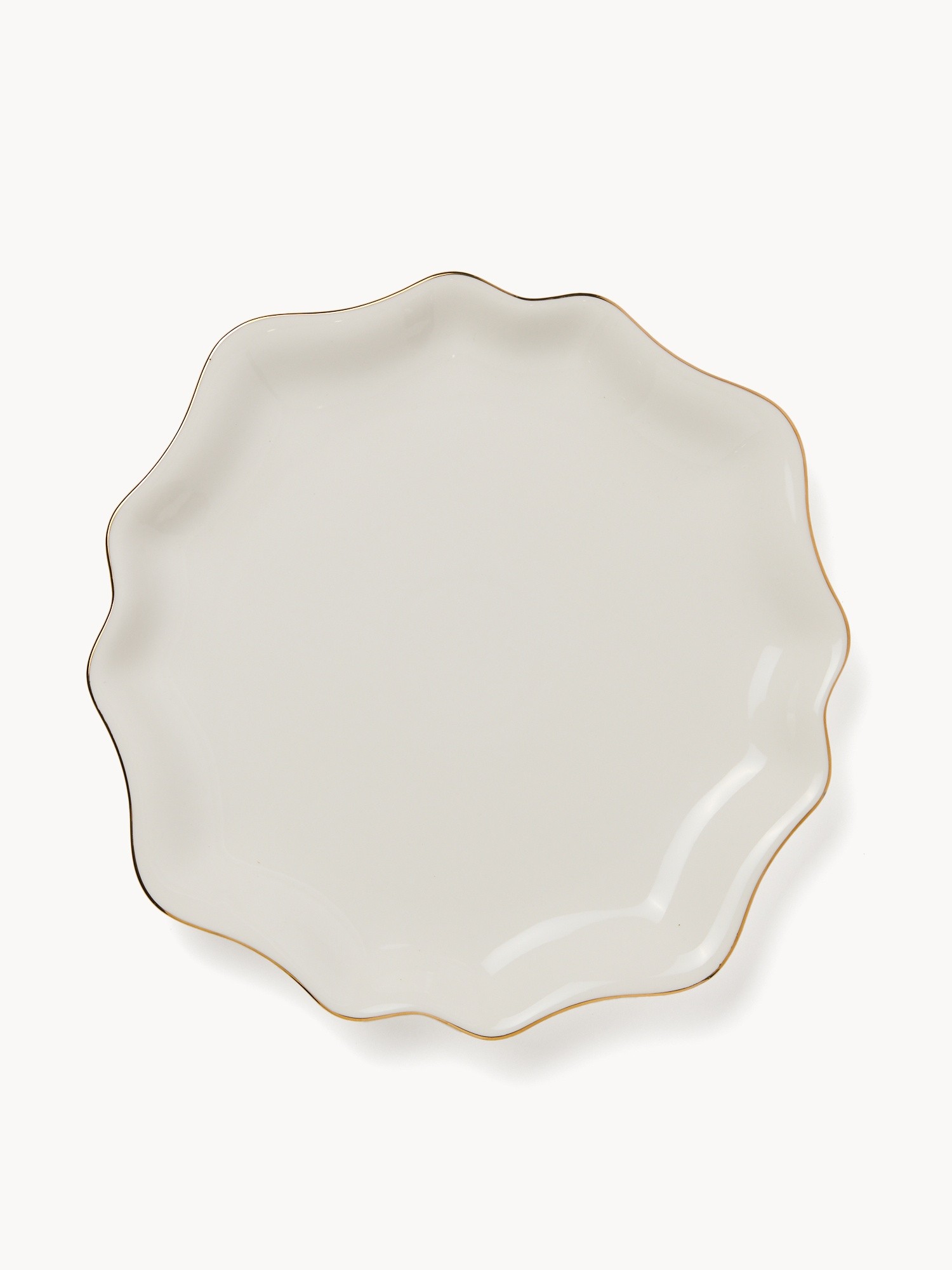Porcelain serving platter with gold rim, White/Gold, large image number 0