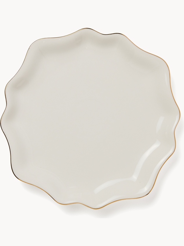 Porcelain serving platter with gold rim