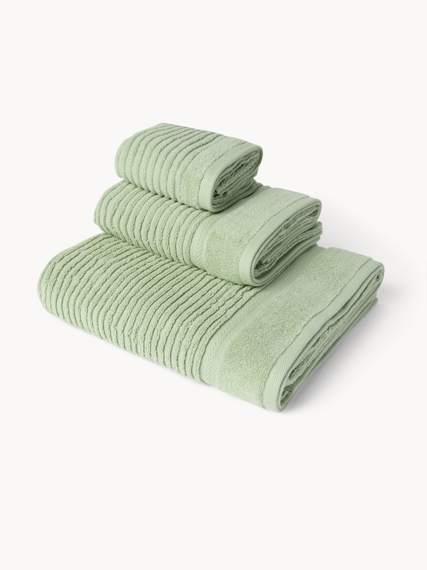 Asciugamano in soffice spugna zero twist di puro cotone a righe - Prezzo di lancio, Verde chiaro, large image number 0