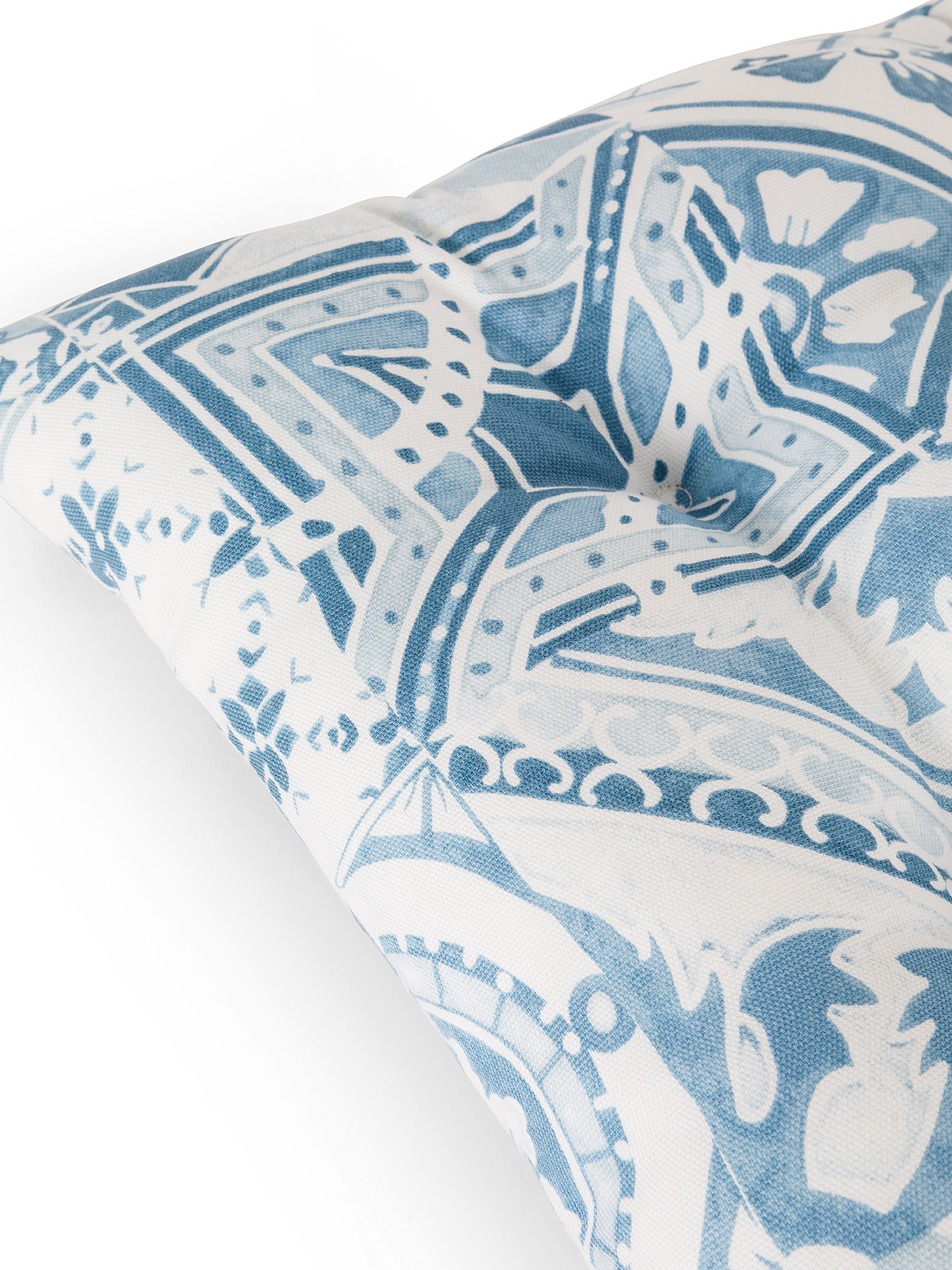 Cuscino da sedia panama di cotone stampa costiera, Azzurro, large image number 1