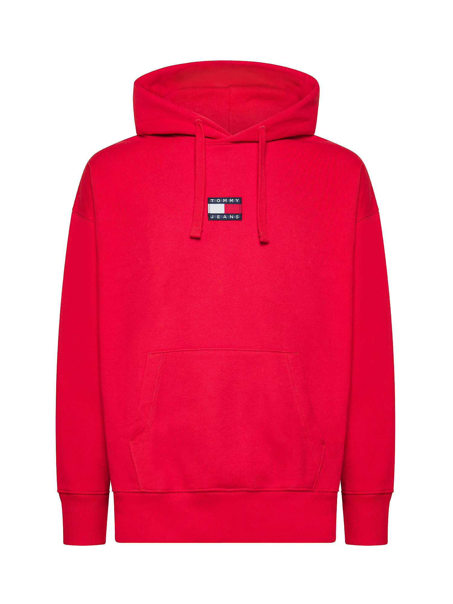 Tommy Jeans - Cotton hooded sweatshirt with micrologo on the front, Red, large image number 0