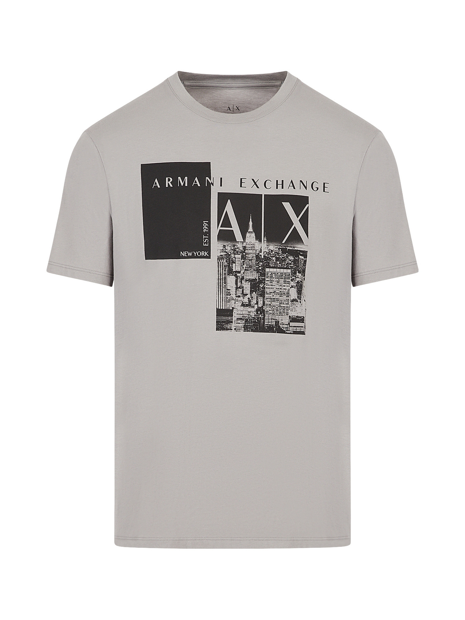 Armani Exchange - T-shirt con stampa grafica regular fit, Grigio scuro, large image number 0