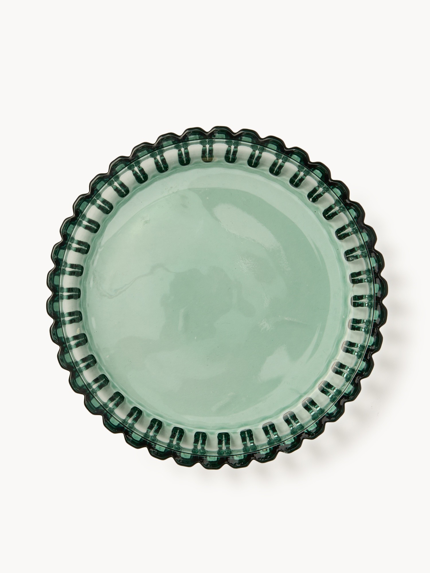 Fluted Glass Soap Dish, Green teal, large image number 0