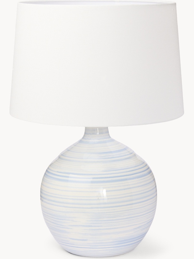 Lampada da comodino con base in ceramica e paralume in cotone