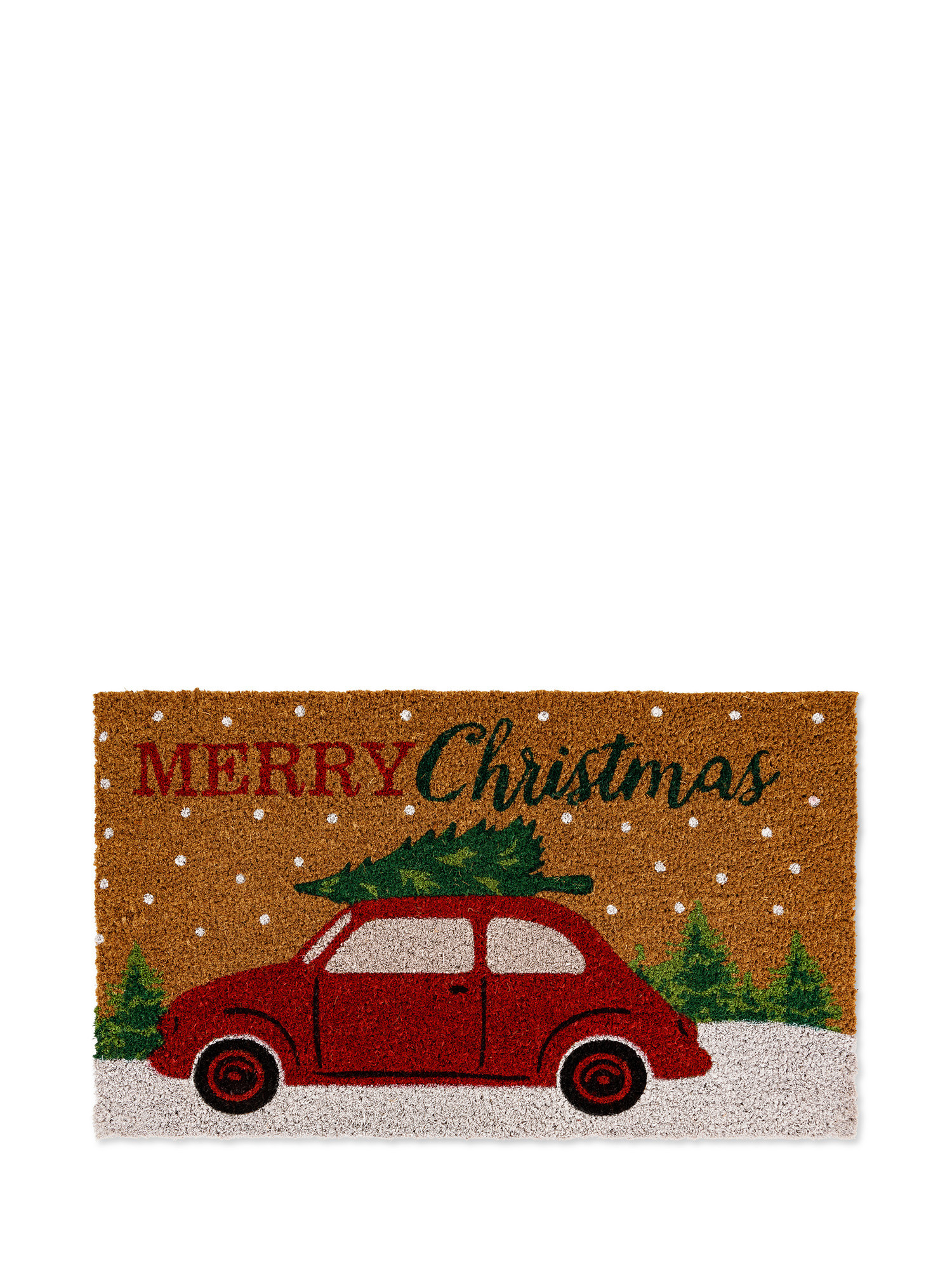 Merry Christmas machine print doormat, Beige, large image number 0