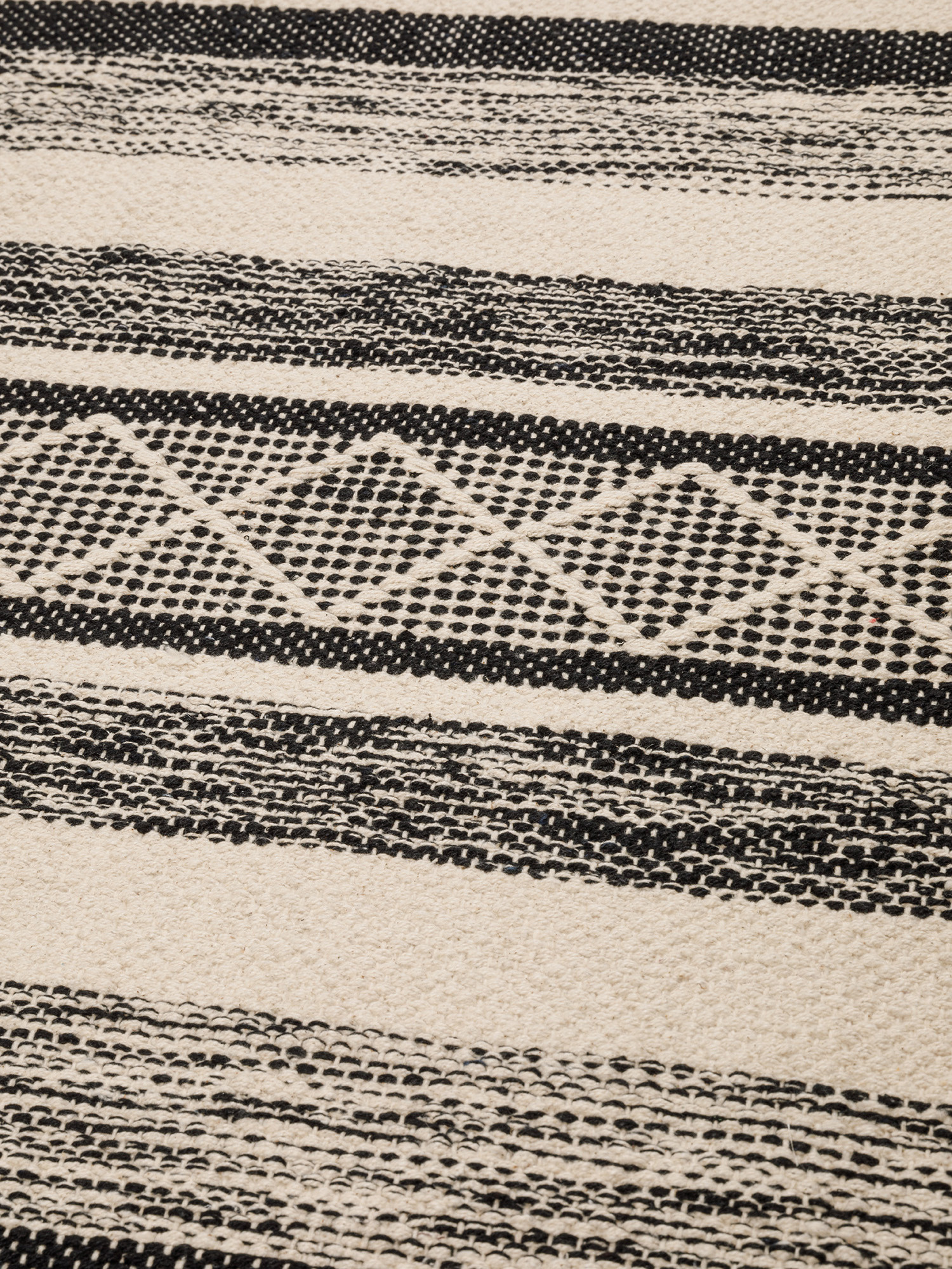 Geometric pattern cotton kitchen rug, Black, large image number 1