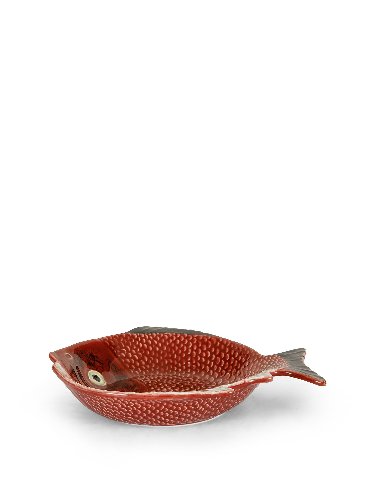Piatto fondo ceramica a pesce, Rosso, large image number 0
